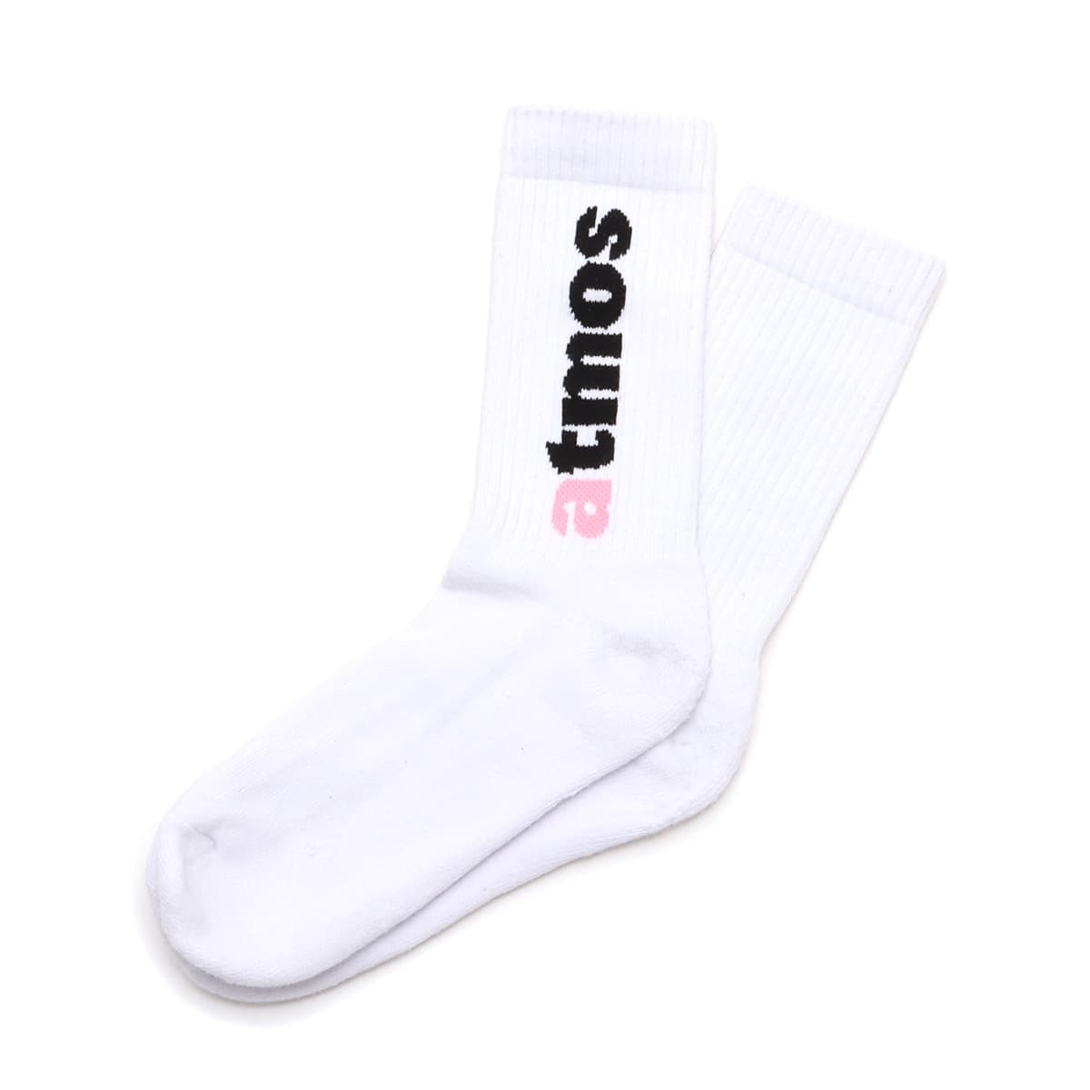 atmos pink Jacquard Logo Socks WHITEのメイン画像