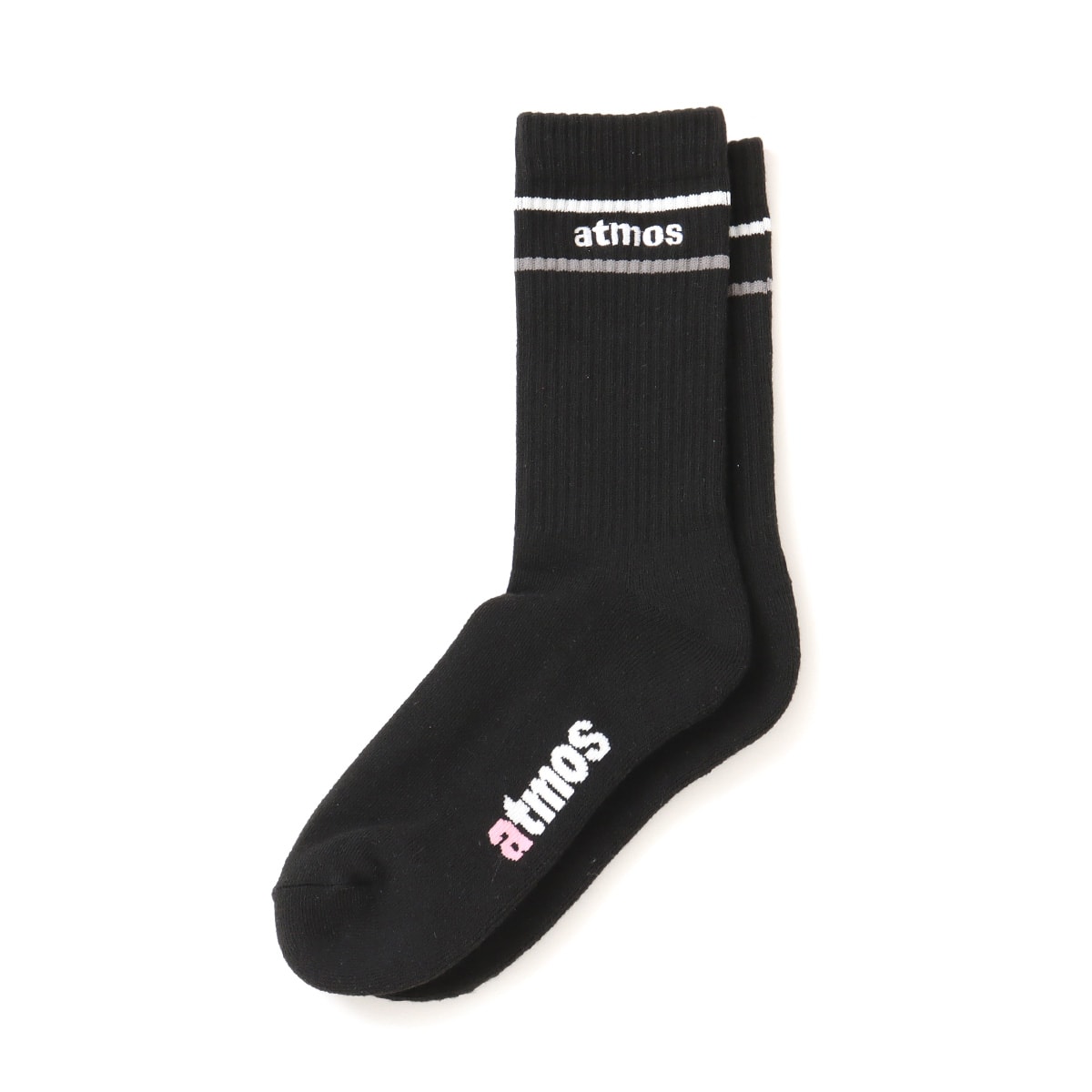 atmos pink Classic Embroidery Logo Line Socks BLACKのメイン画像