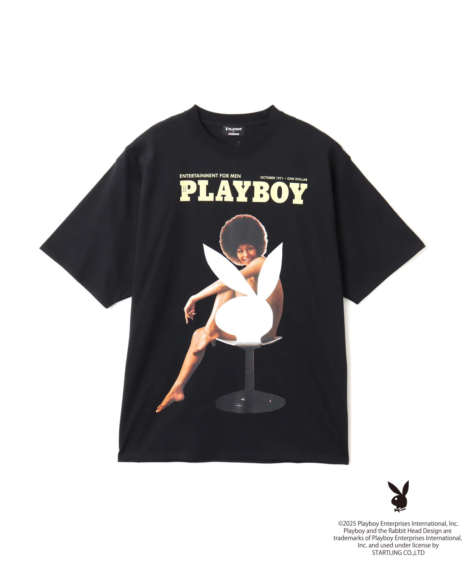 PLAYBOY x atmos pink Big T-shirt BLACK X WHITEのメイン画像