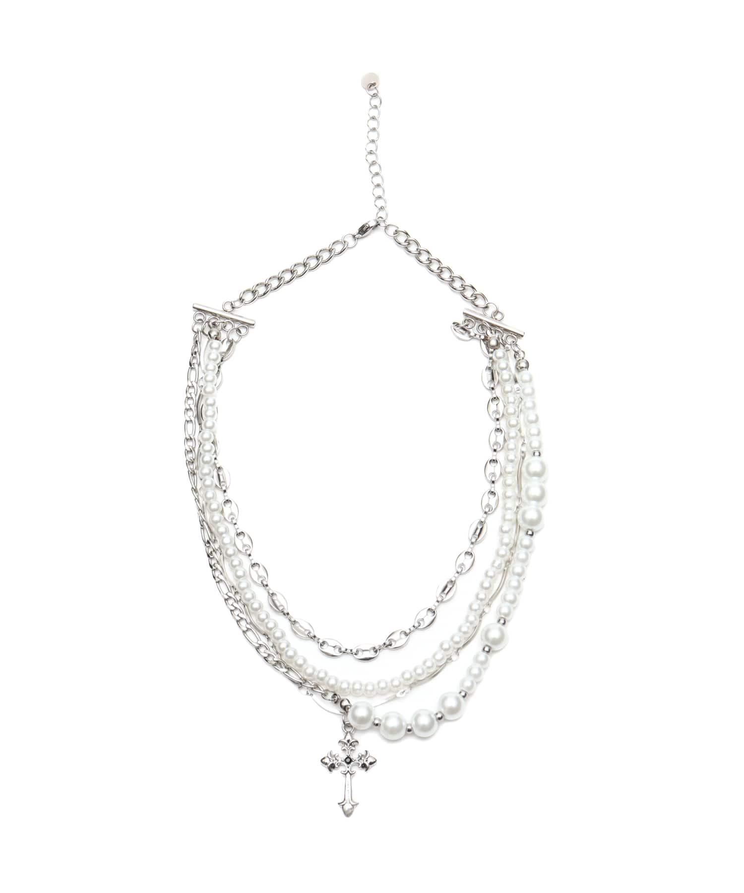 atmos pink Layered Pearl & Chain Necklace SILVERのメイン画像