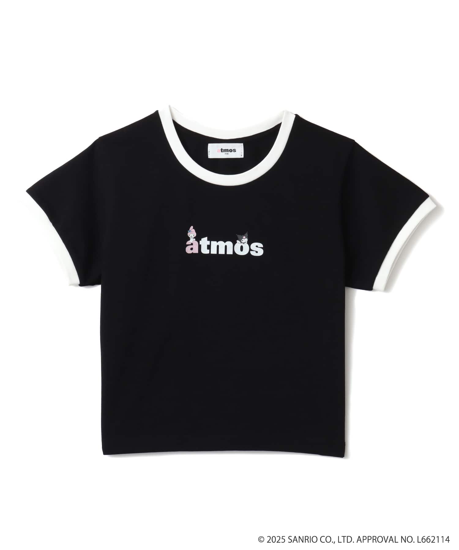 atmos pink x MY MELODY & KUROMI Ringer Neck T-shirt BLACKのメイン画像