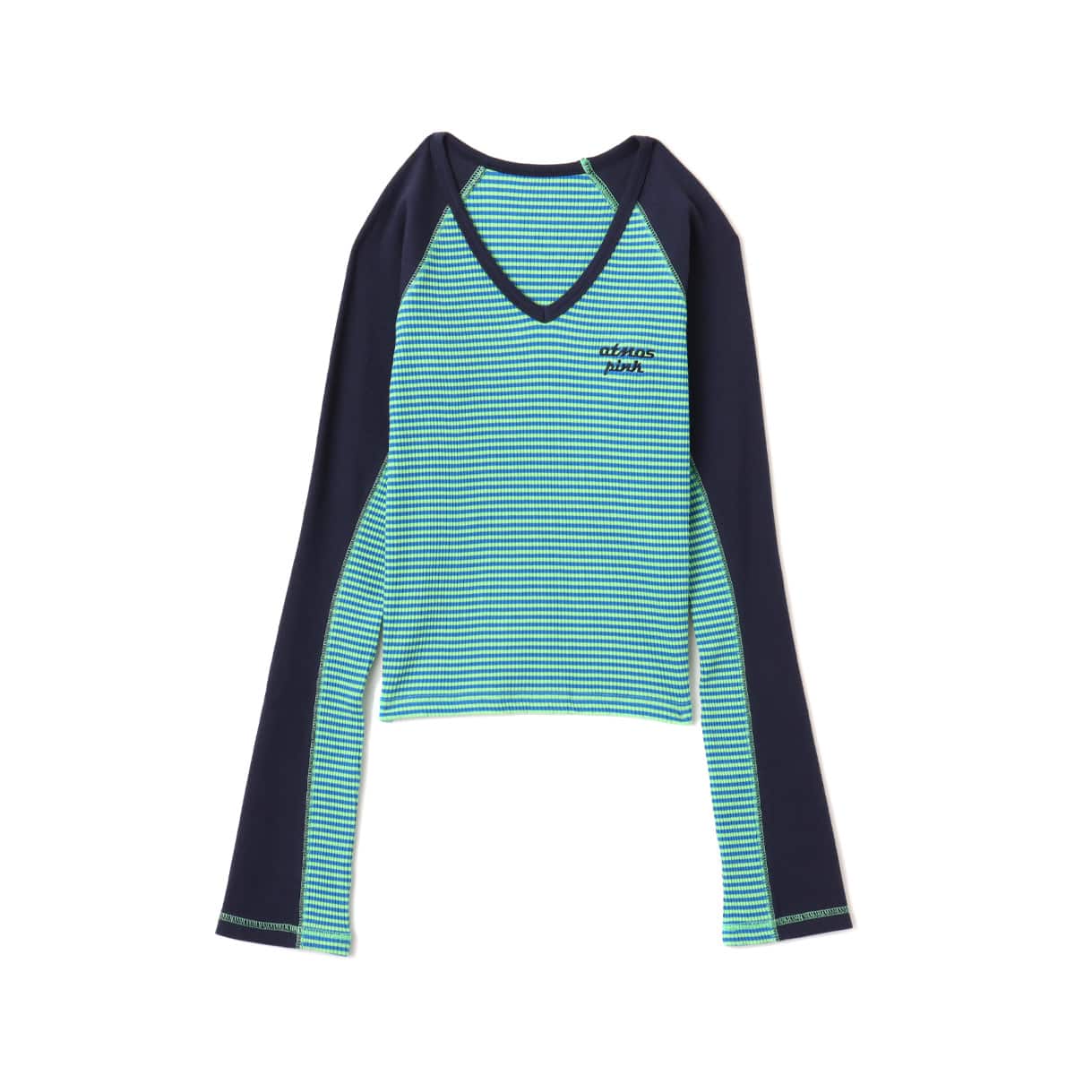 atmos pink V-Neck Raglan Long Sleeve T-shirt GREENのメイン画像