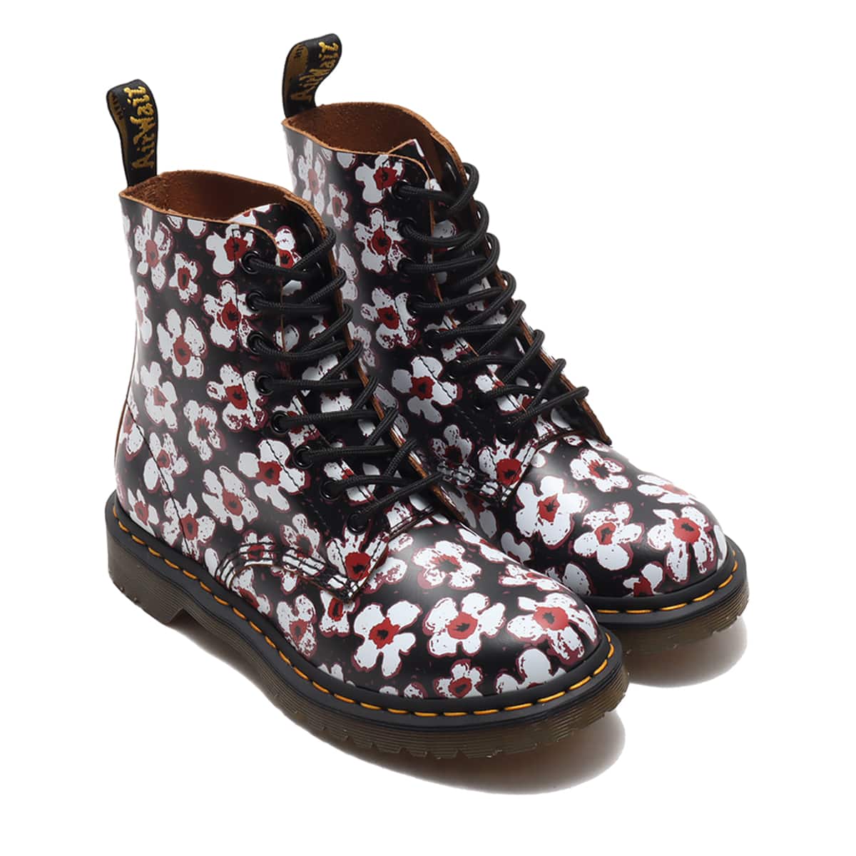 Dr.Martens CORE PRINT 1460 PASCAL BLACK+RED PANSY