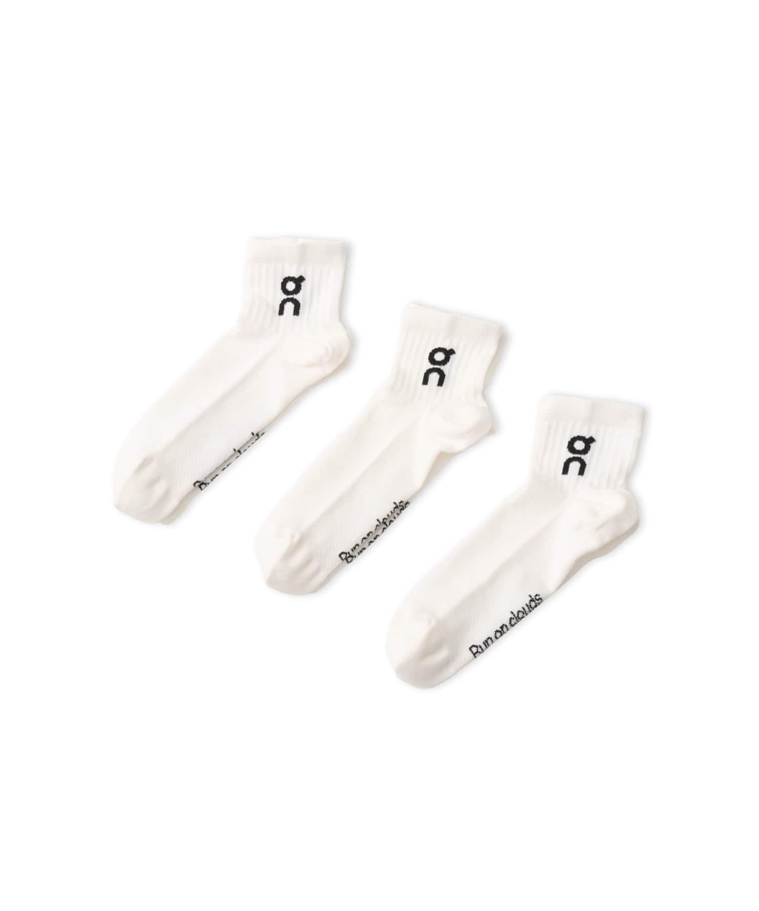 On Logo Sock Mid 3P WHITEのメイン画像