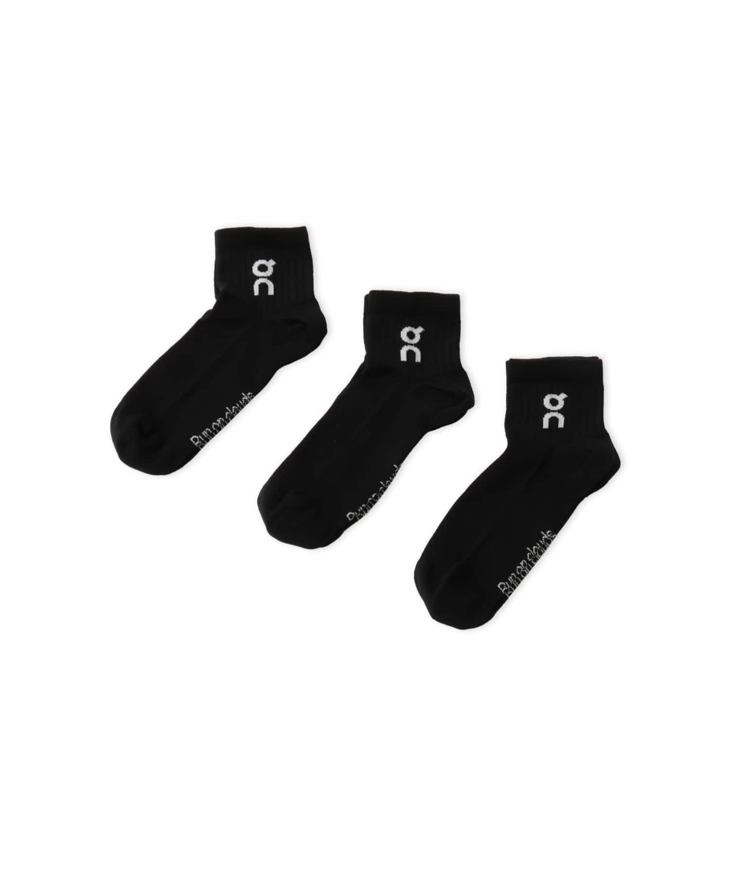 On Logo Sock Mid 3P BLACKのメイン画像
