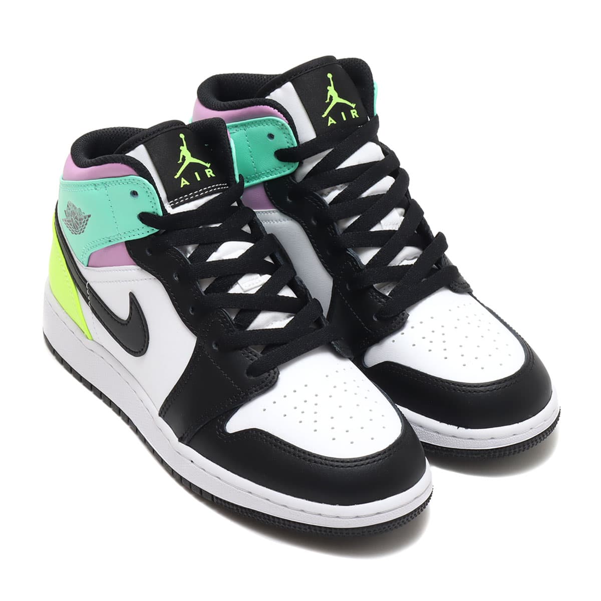 JORDAN BRAND AIR JORDAN 1 MID GS WHITE/BLACK-VOLT-GREEN GLOW