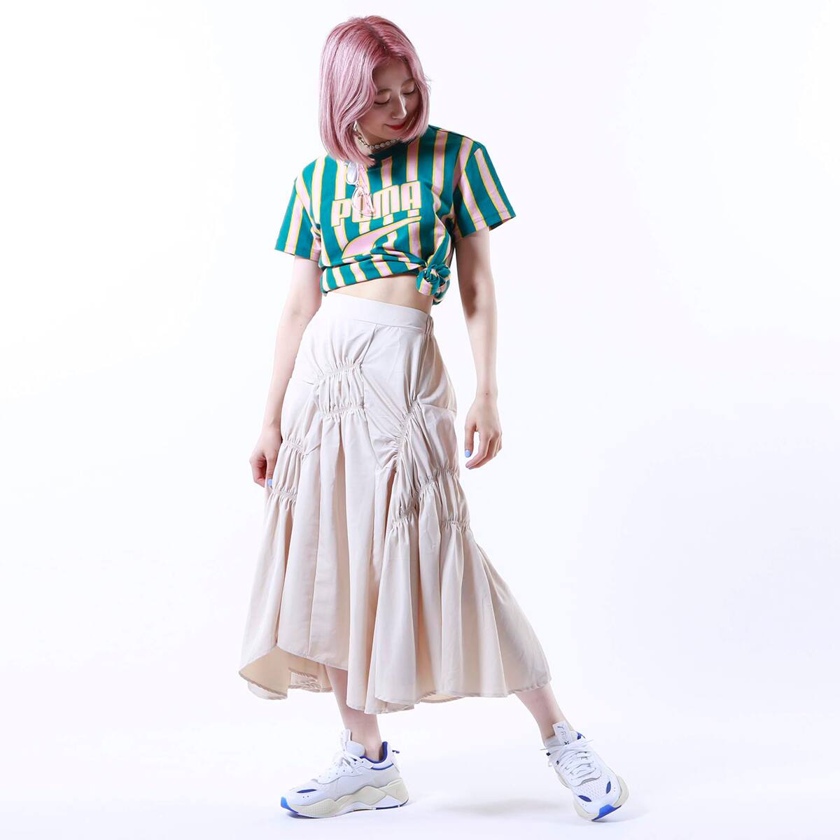 PUMA DOWNTOWN STRIPE SS TEE TEAL GREEN 19FA-I_photo_large