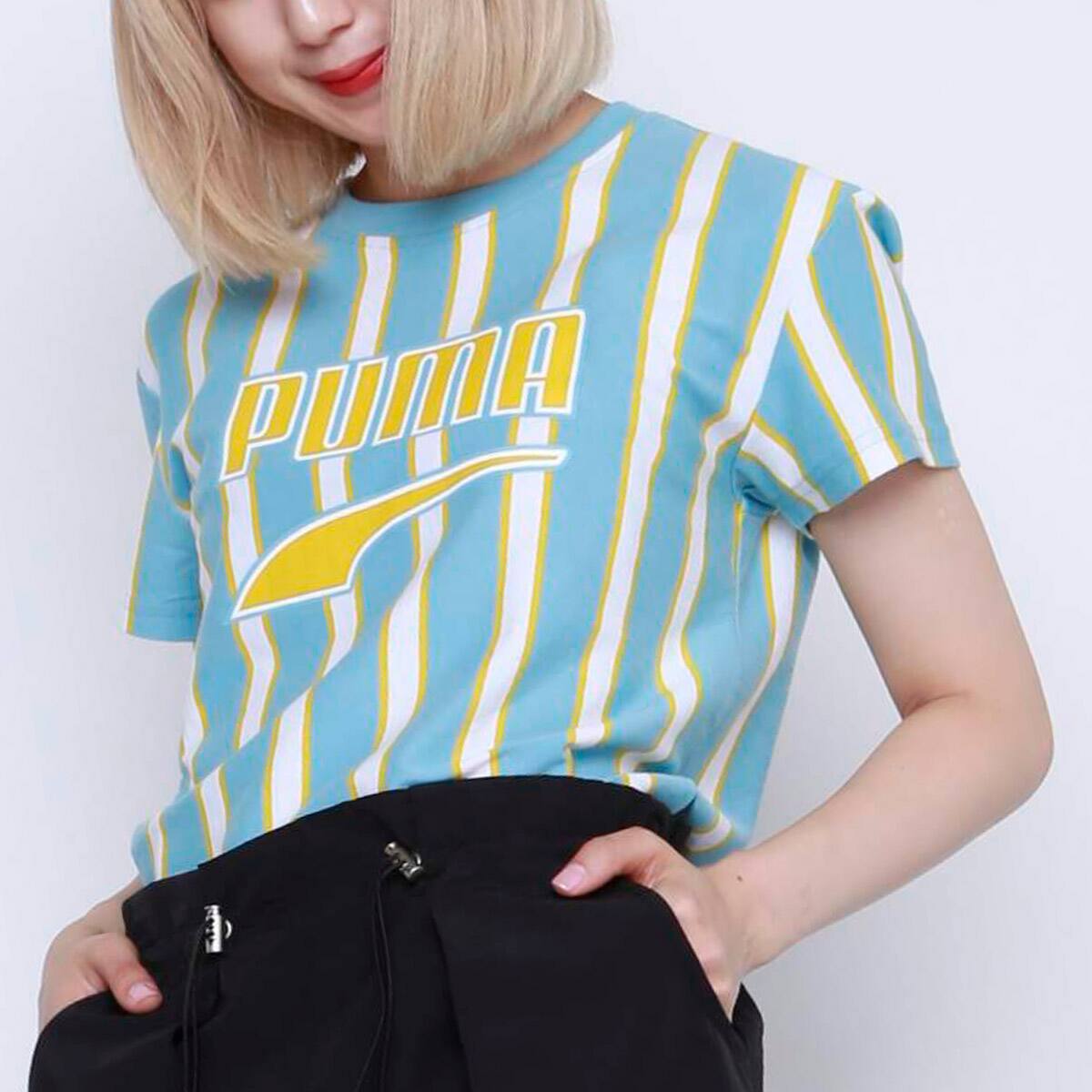 PUMA DOWNTOWN STRIPE SS TEE MILKY BLUE 19FA-I_photo_large