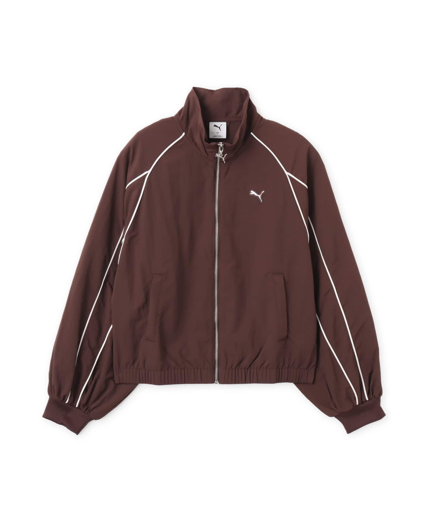 PUMA T7 BALLOON SLEEVE PIPING RELAXED WOVEN TRACK JACKET CHOCOLATE BROWNのメイン画像