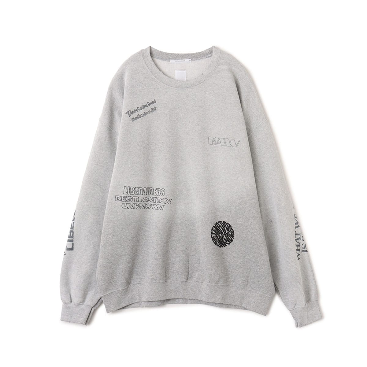 LIBERAIDERS HANDWRITING PRINT CREWNECK GRAYのメイン画像