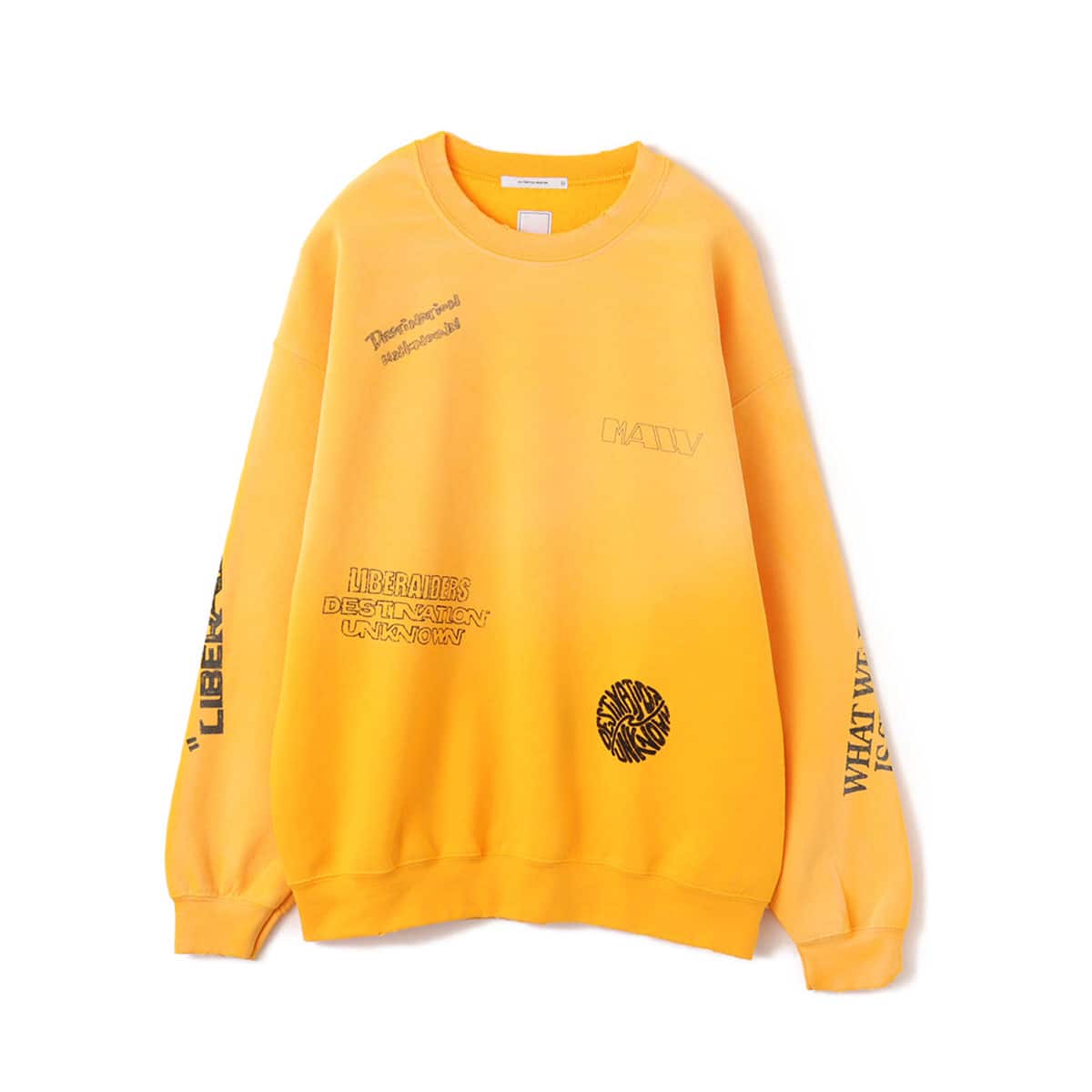 LIBERAIDERS HANDWRITING PRINT CREWNECK YELLOWのメイン画像