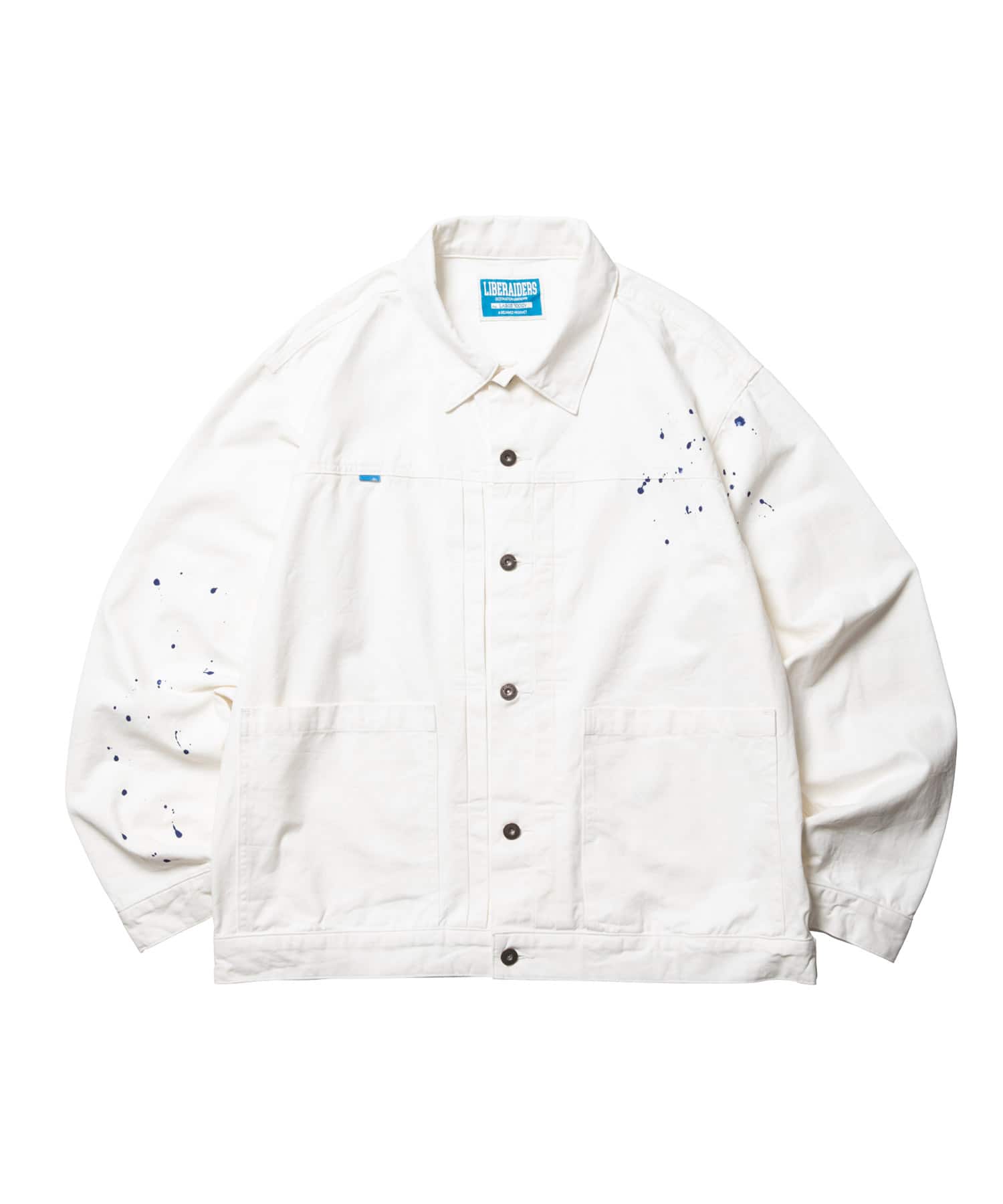 LIBERAIDERS GARMENT DYED TRUCKER JACKET WHITEのメイン画像