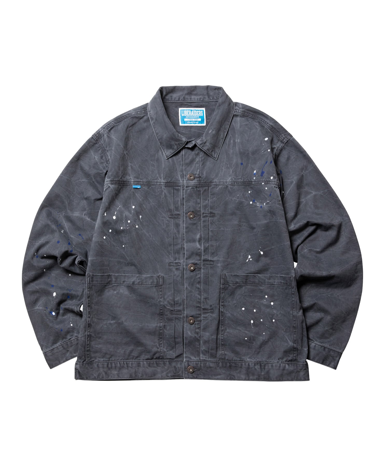 LIBERAIDERS GARMENT DYED TRUCKER JACKET CHARCOALのメイン画像