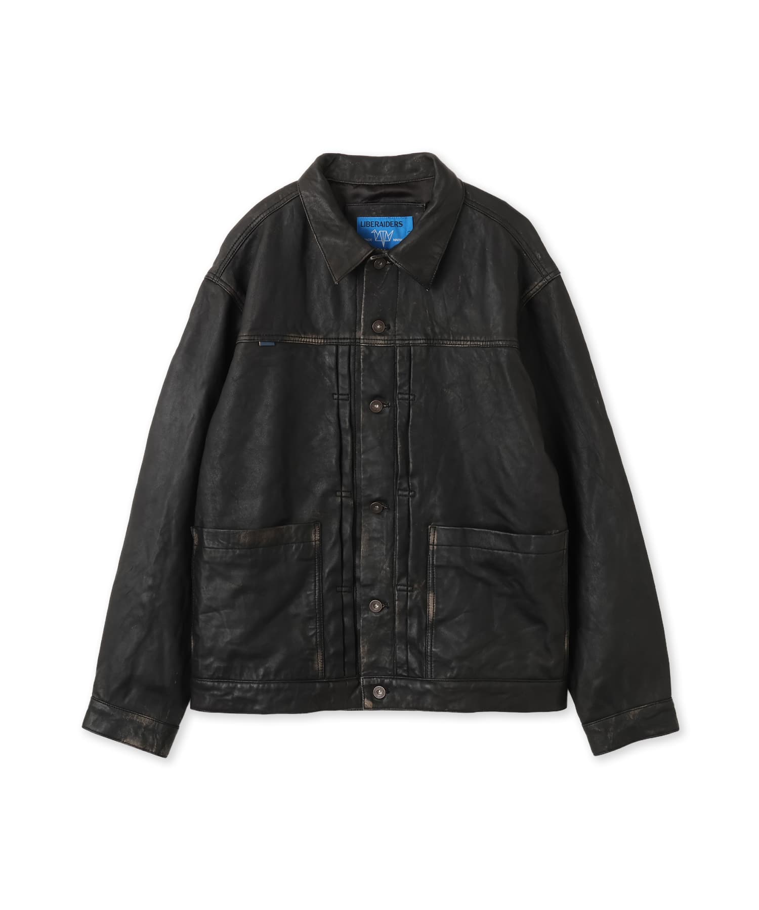 LIBERAIDERS WASHED LEATHER JACKET BLACKのメイン画像