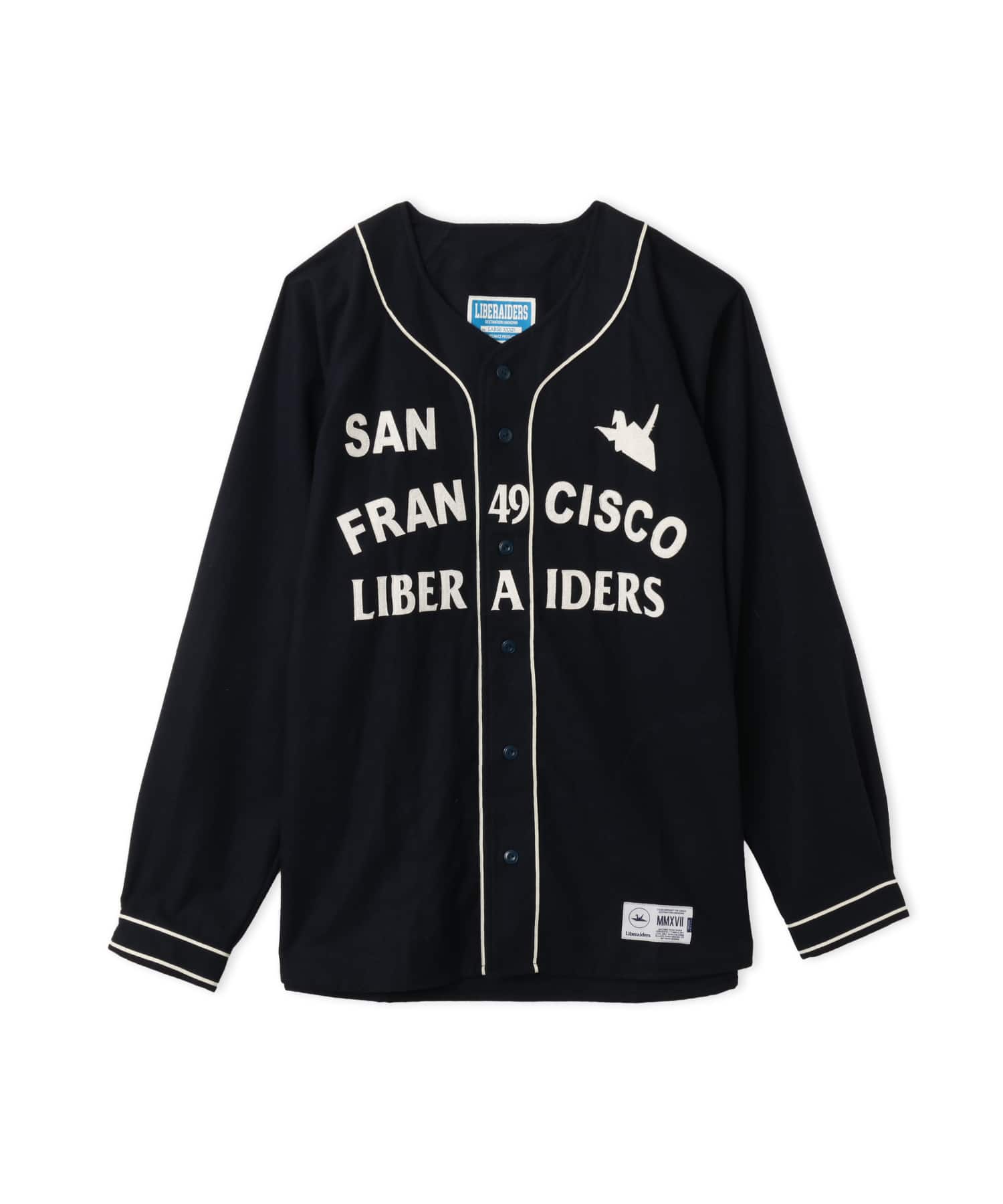 LIBERAIDERS FLANNEL BASEBALL SHIRT NAVYのメイン画像