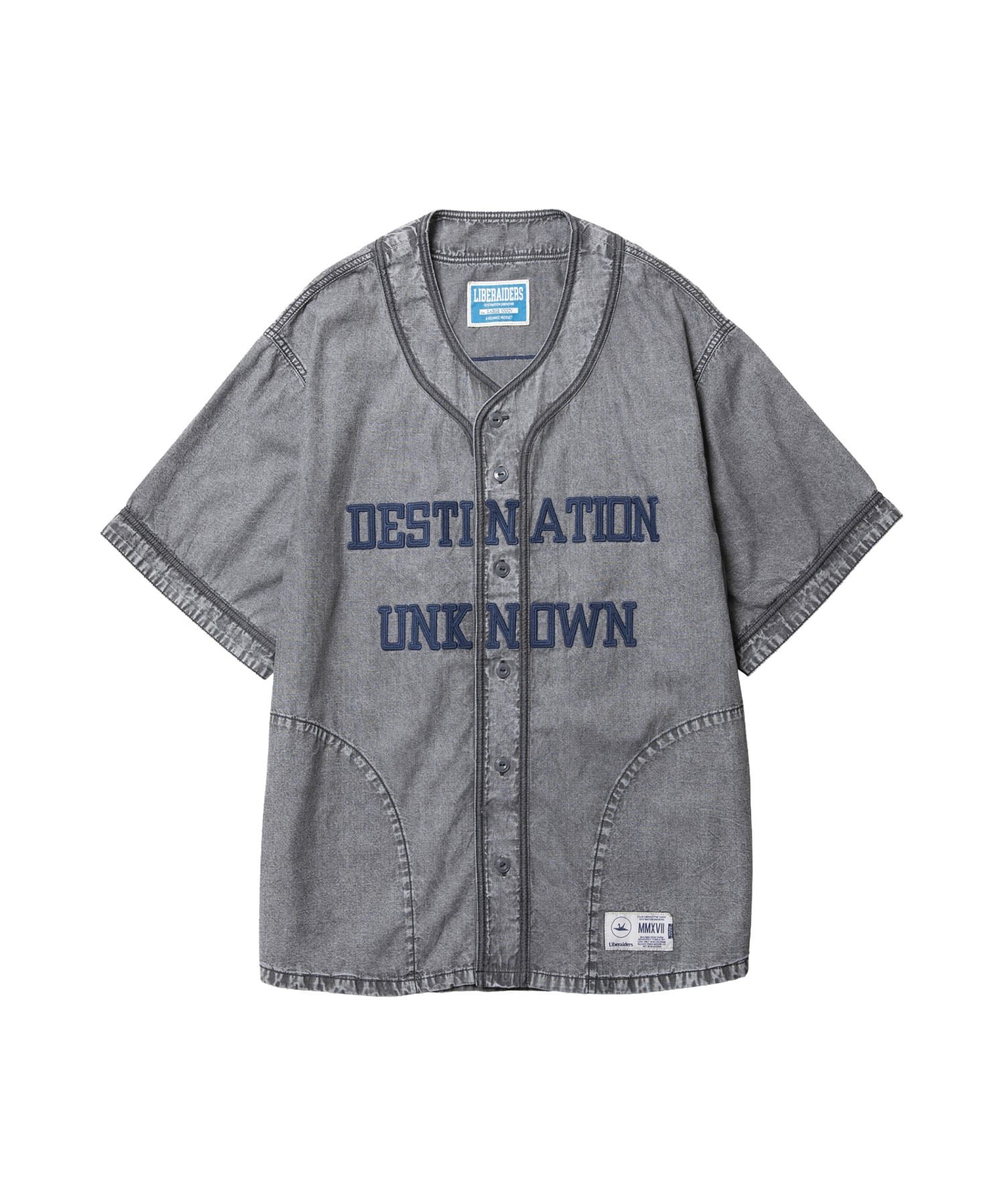 LIBERAIDERS CHAMBRAY BASEBALL SHIRT BLACKのメイン画像