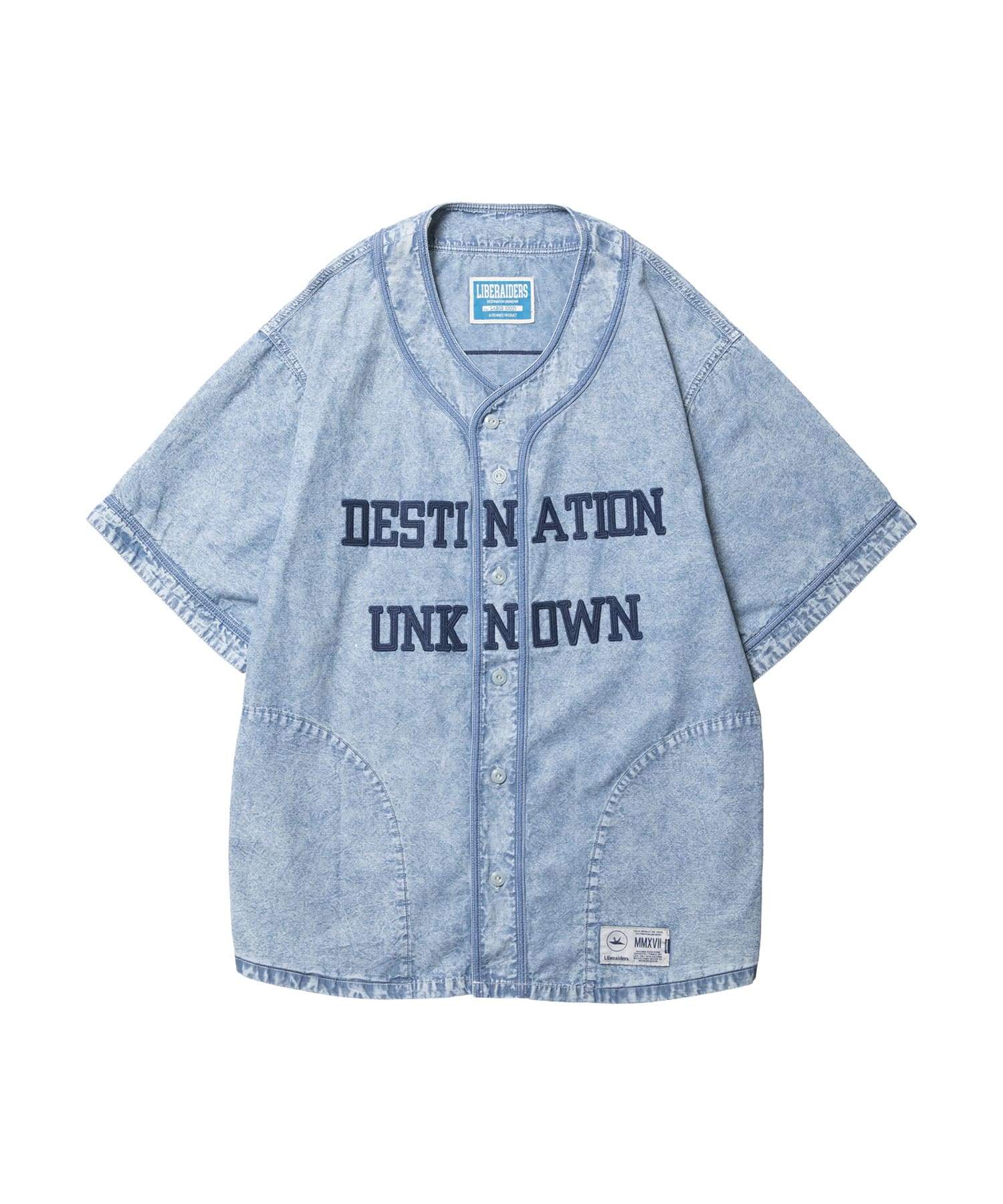 LIBERAIDERS CHAMBRAY BASEBALL SHIRT BLUEのメイン画像
