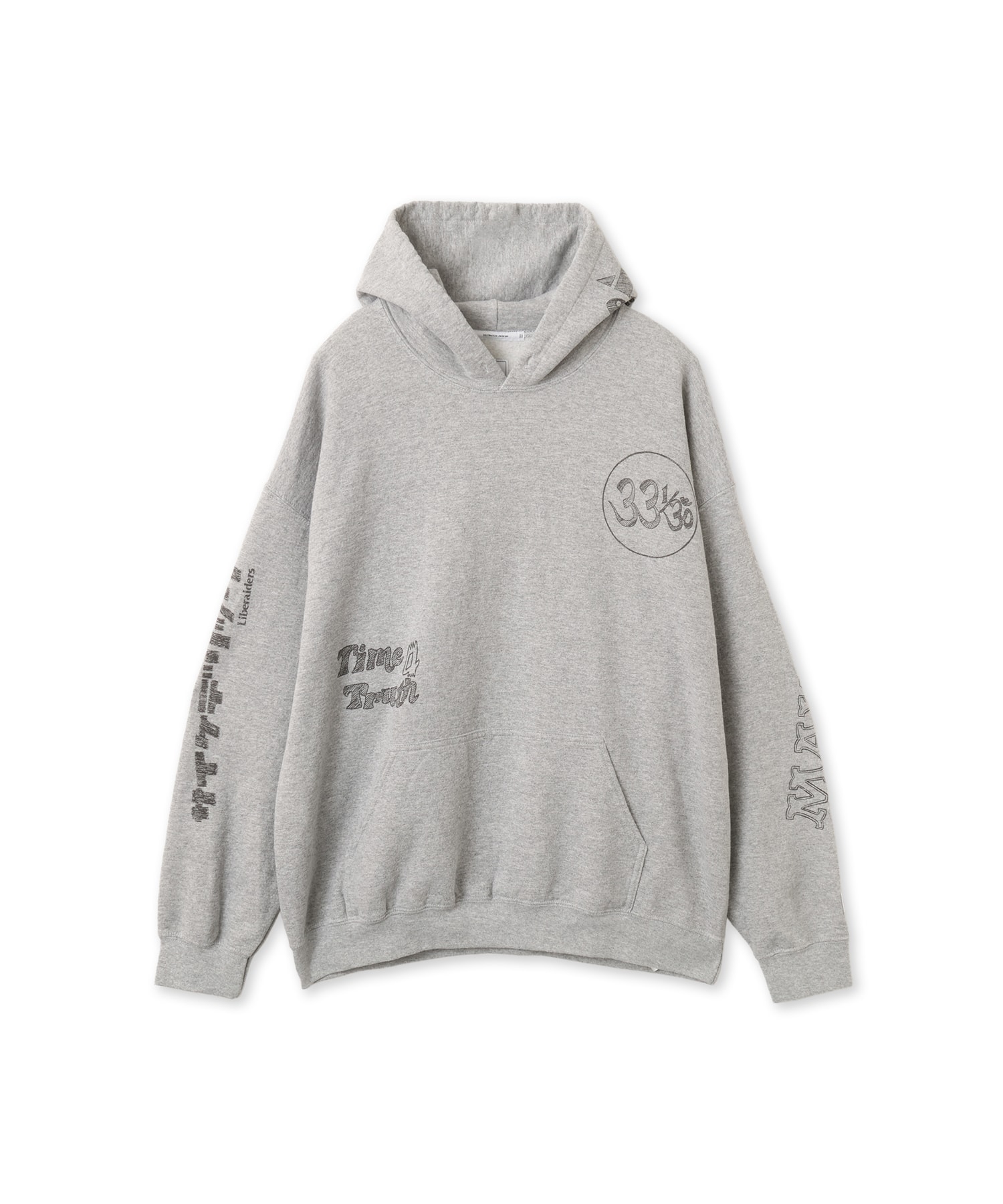 LIBERAIDERS HANDWRITING MULTI LOGO HOODIE GRAYのメイン画像
