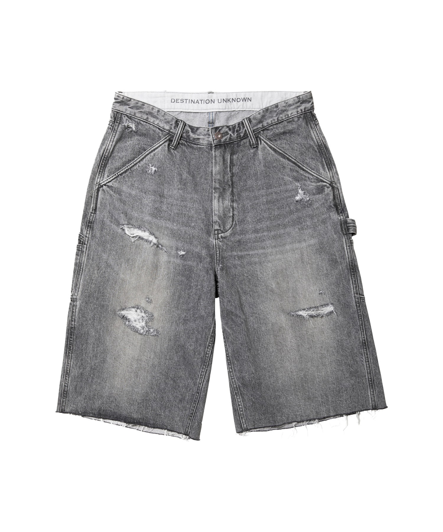LIBERAIDERS DAMAGED DENIM BUGGY SHORTS BLACKのメイン画像