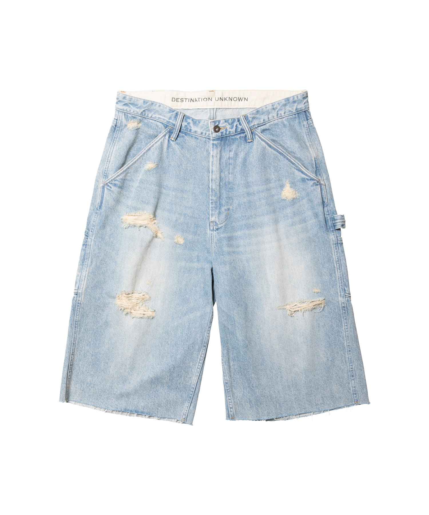 LIBERAIDERS DAMAGED DENIM BUGGY SHORTS BLUEのメイン画像