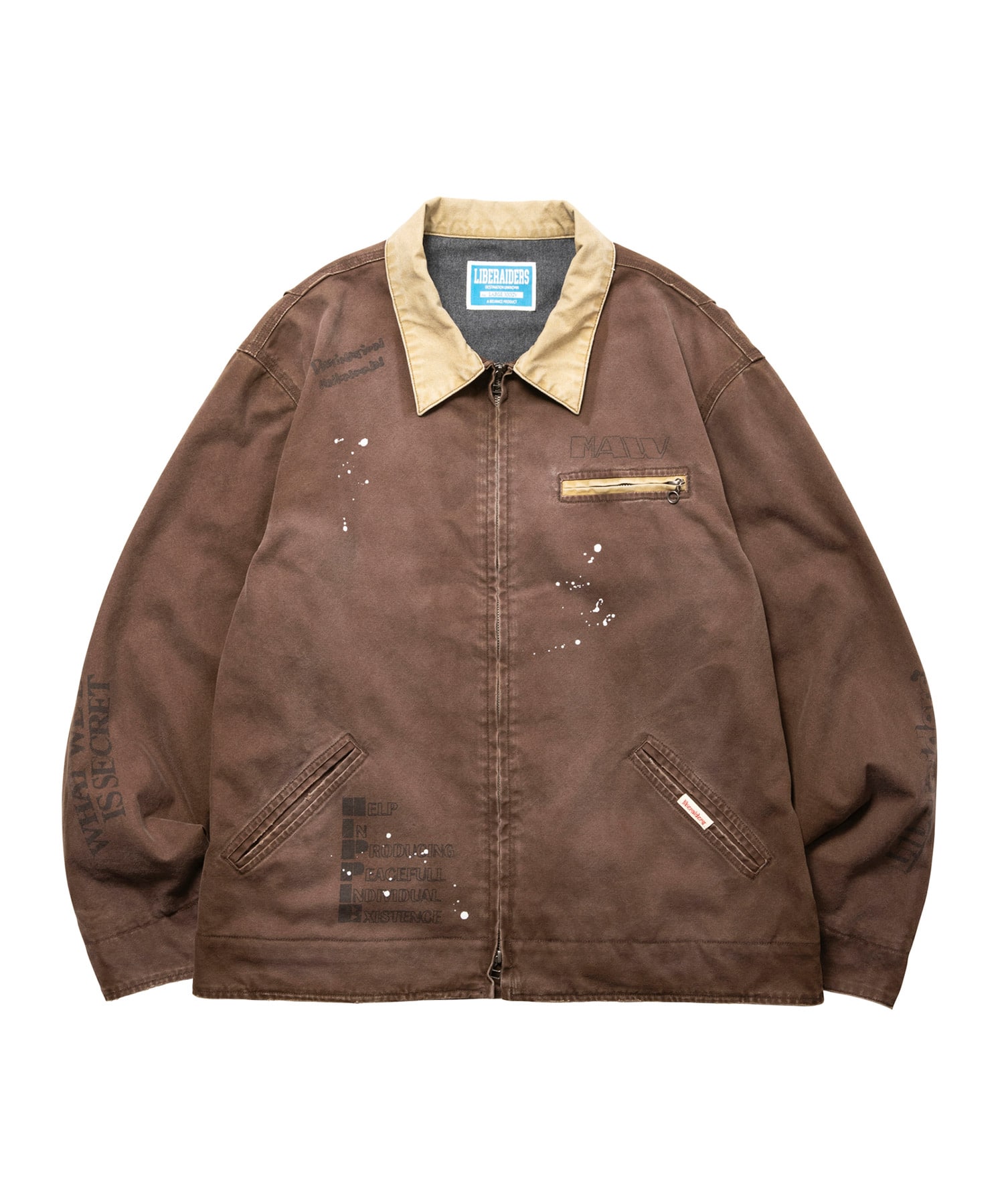 LIBERAIDERS GARMENT DYED WORK JACKET BROWNのメイン画像