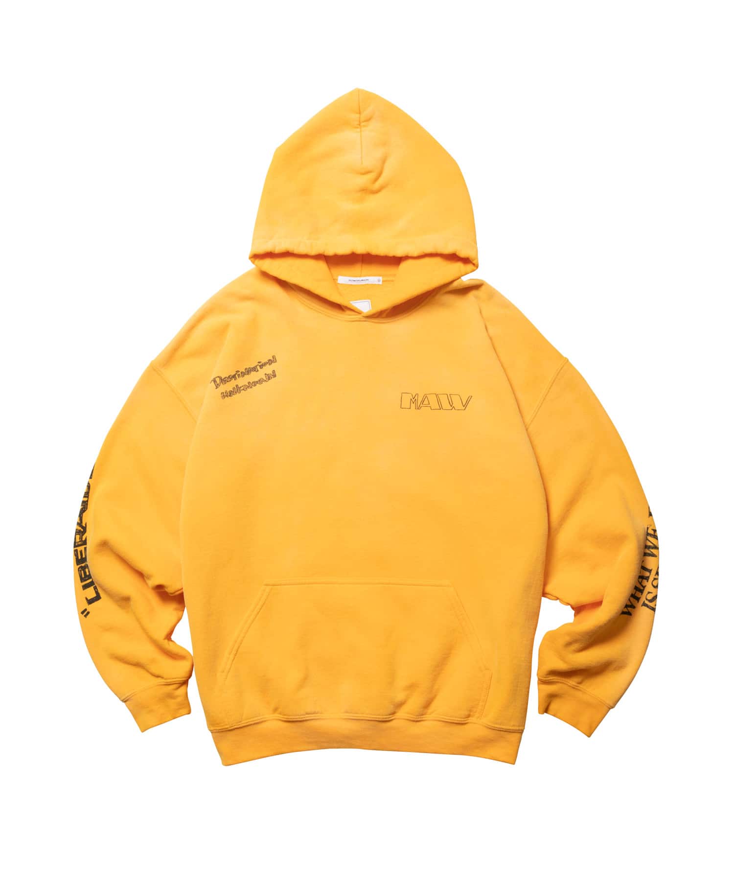 LIBERAIDERS HANDWRITING PRINT HOODIE YELLOWのメイン画像