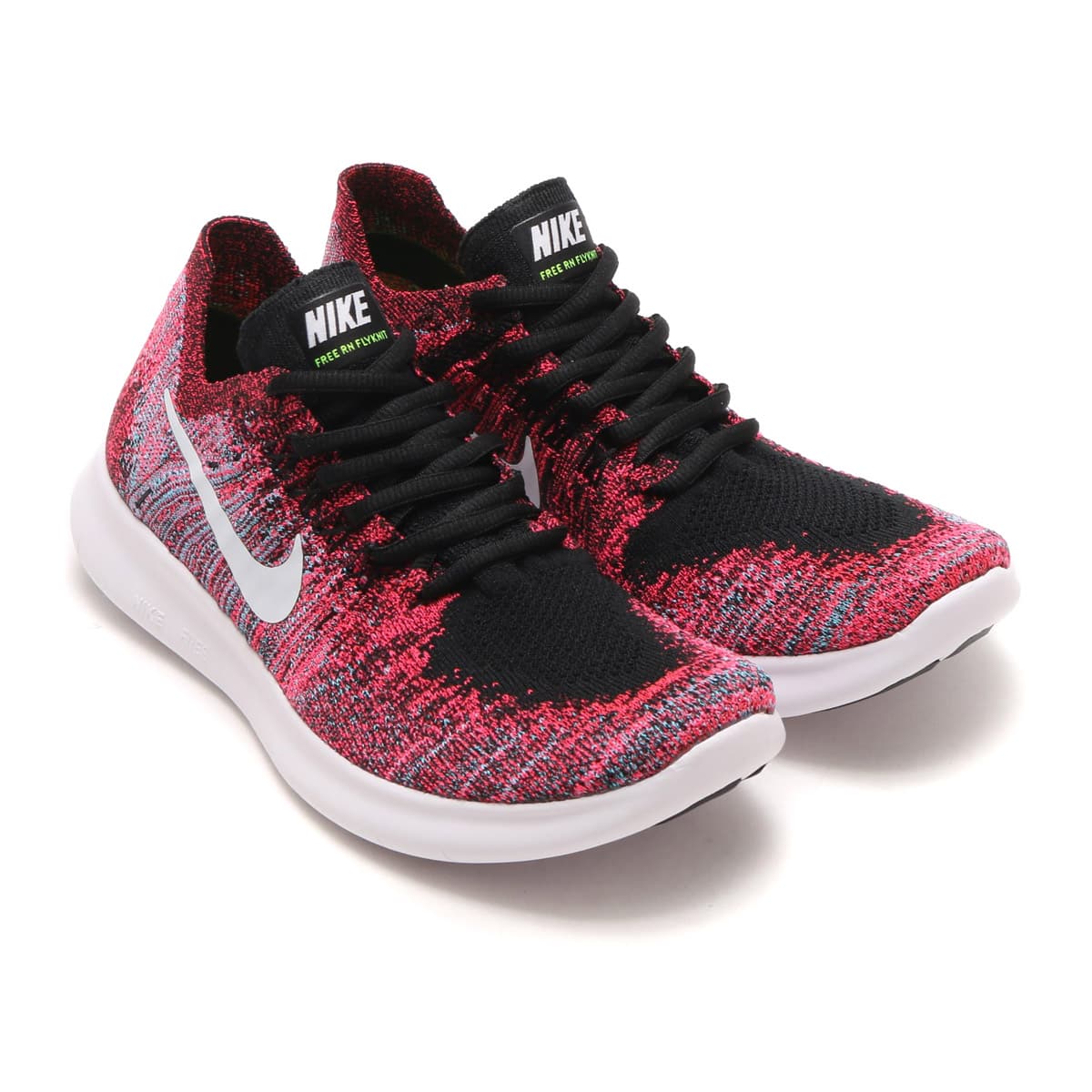 Nike Wmns Free Rn Flyknit 17 Black White Racer Pink Gamma Blue