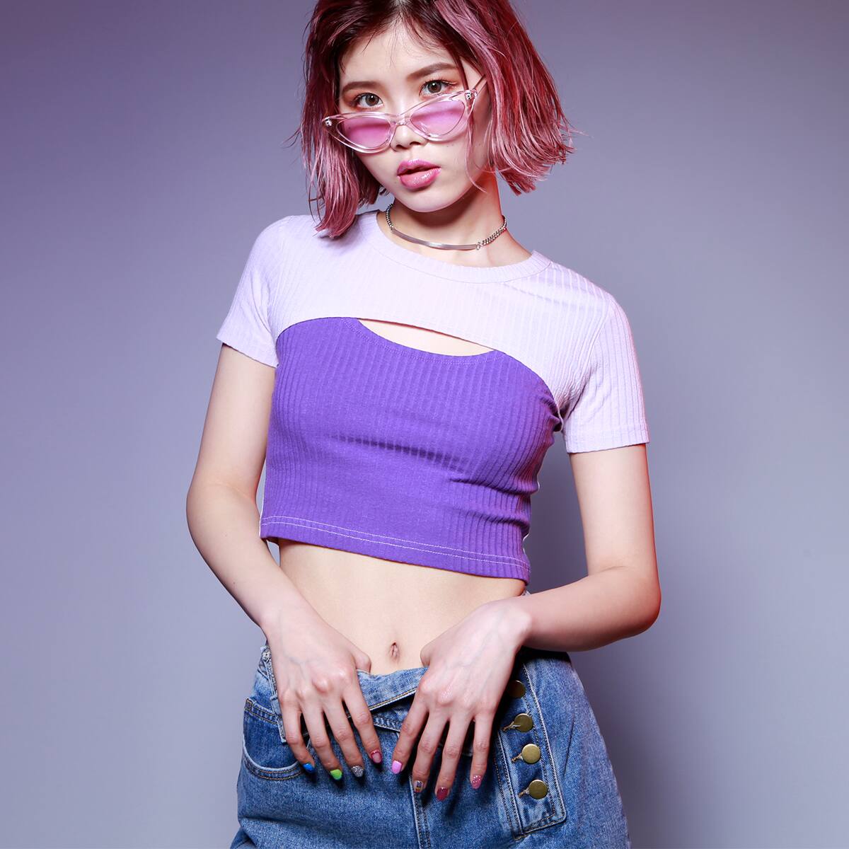 atmos pink × ayayan ドッキング ショート丈 トップス PURPLE 19SP-S_photo_large