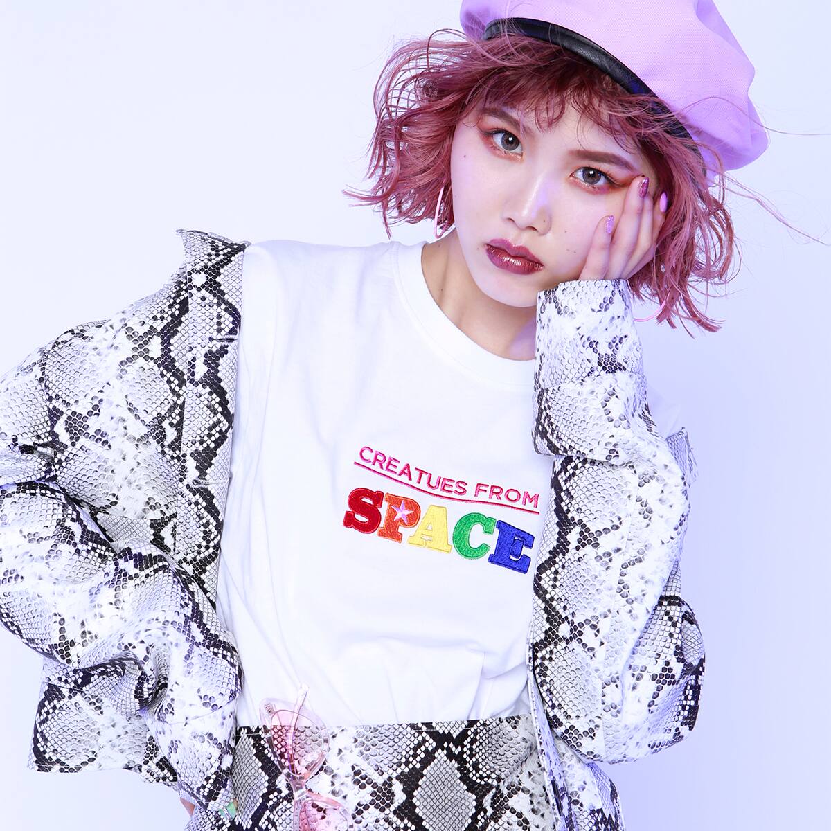 atmos pink × ayayan 刺繍 ワイドTシャツ WHITE 19SP-S_photo_large