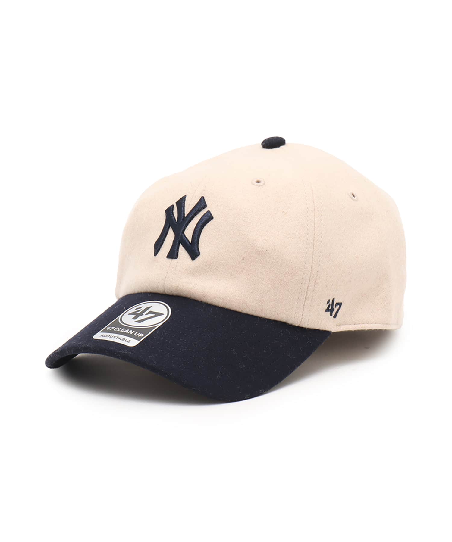 SPORTY＆RICH Yankees Serif Wool Hat Ecru/Dark Navyのメイン画像