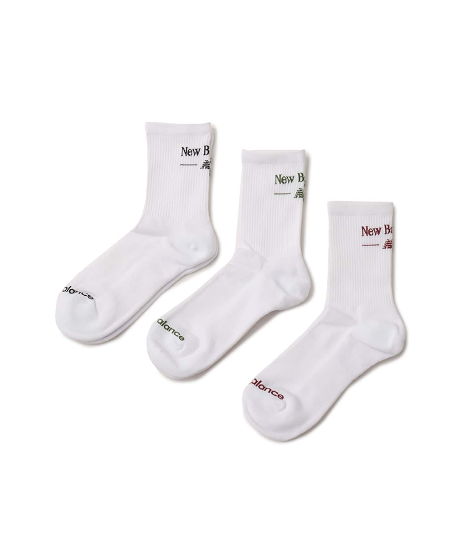 New Balance NB Script Logo Quarter Crew 3 Pack ホワイトのメイン画像