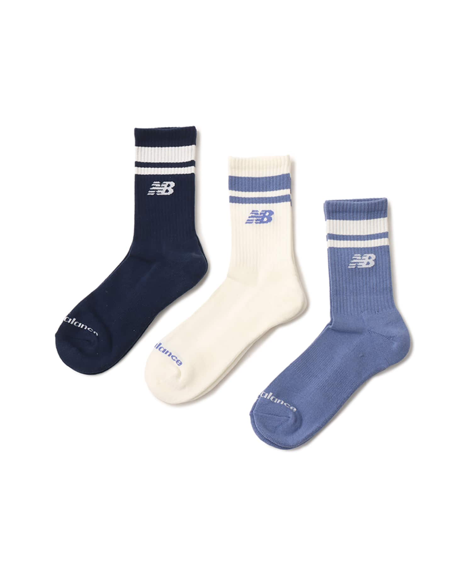 New Balance Everyday Stripe Mid Carf Socks 3 Pack アソートカラー3のメイン画像