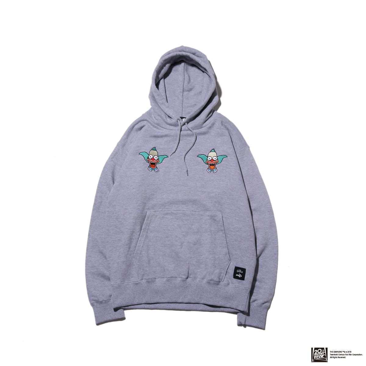 THE SIMPSONS x ATMOS LAB KRUSTY EMBROIDERY HOODIE GRAY 18FW-I_photo_large