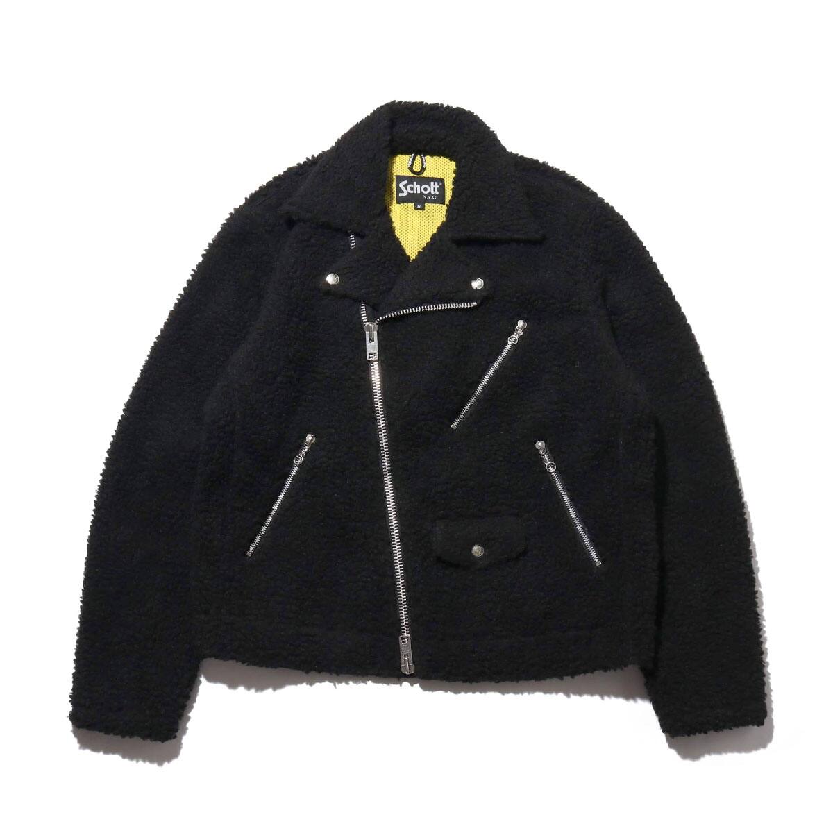 SCHOTT x ATMOS LAB FLEECE RIDERS JACKET BLACK 18FW-S_photo_large
