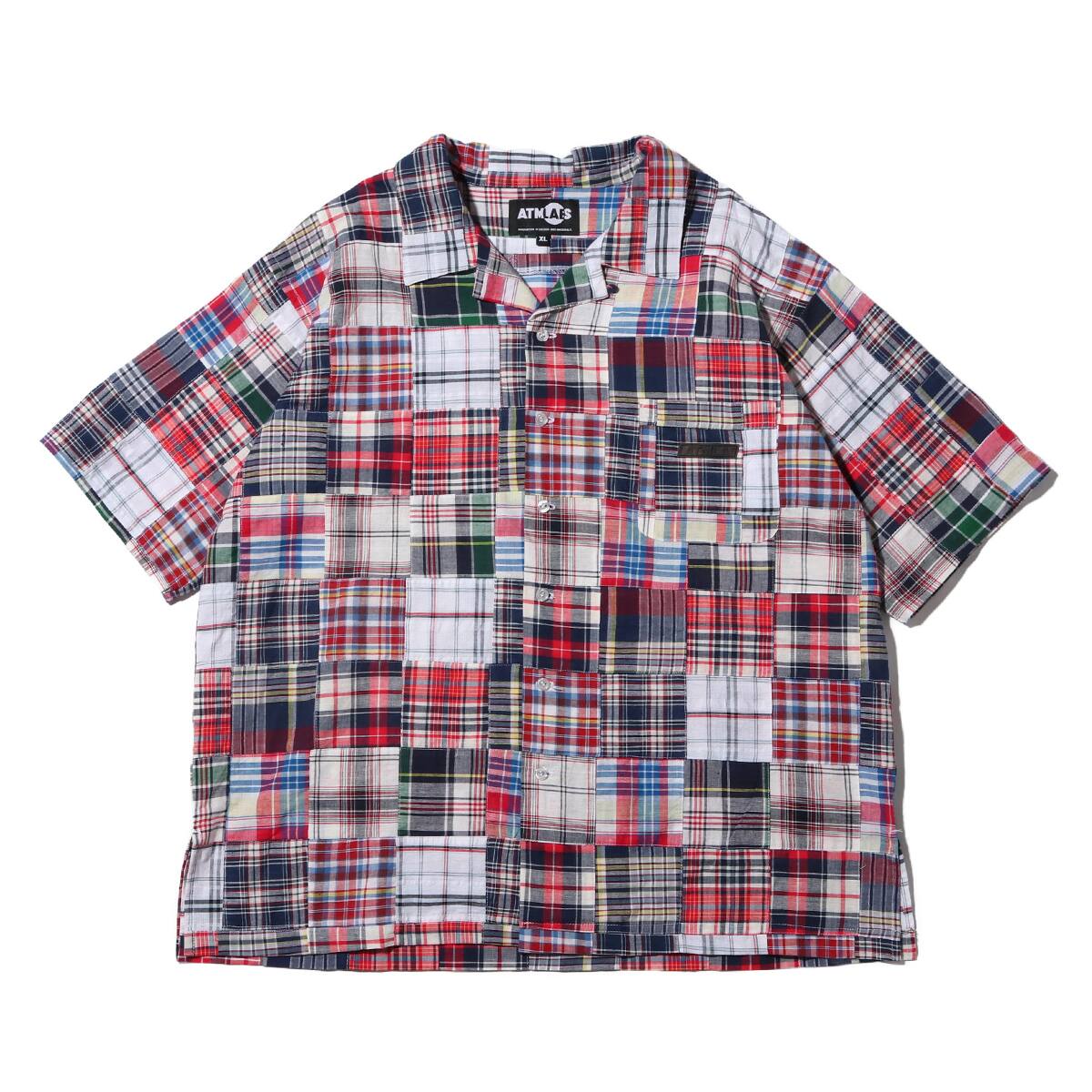 ATMOS LAB PATCHWORK OPEN COLLAR SHIRT NAVY 19SP-I_photo_large