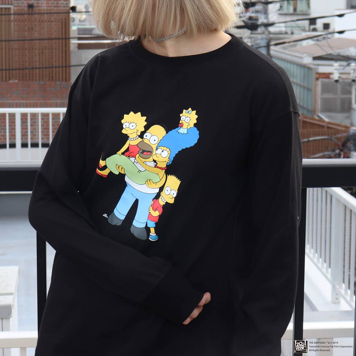 The Simpsons X Atmos Pink ロングスリーブ Tシャツ ワンピ Black 19sp S