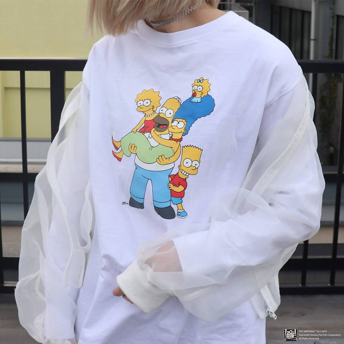 The Simpsons X Atmos Pink ロングスリーブ Tシャツ ワンピ White 19sp S