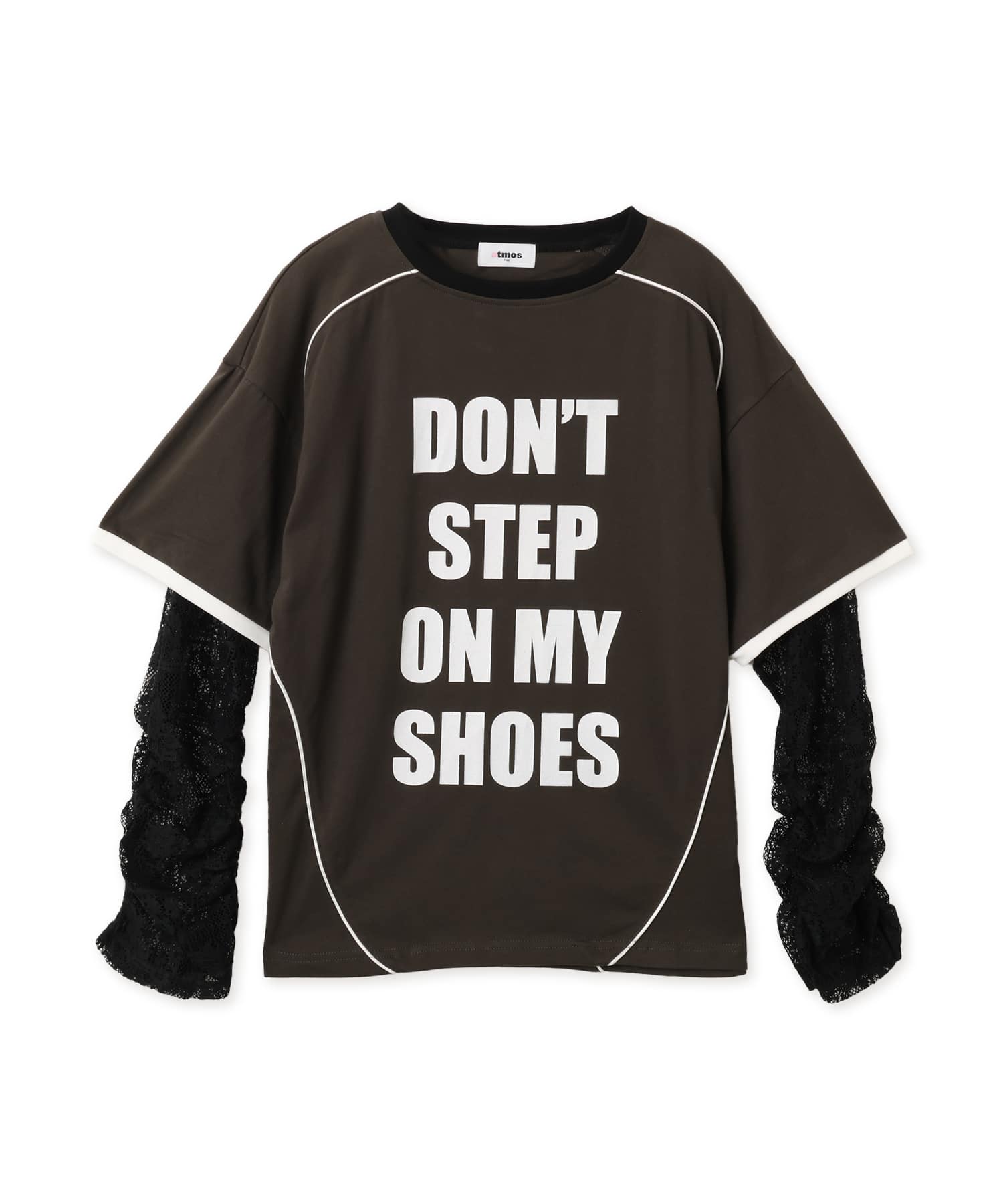 atmos pink Layered Lace Sleeve T-Shirt BLACKのメイン画像