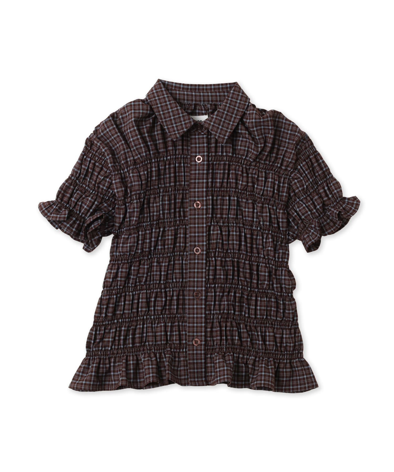 atmos pink Plaid Shirring Shirt BROWNのメイン画像