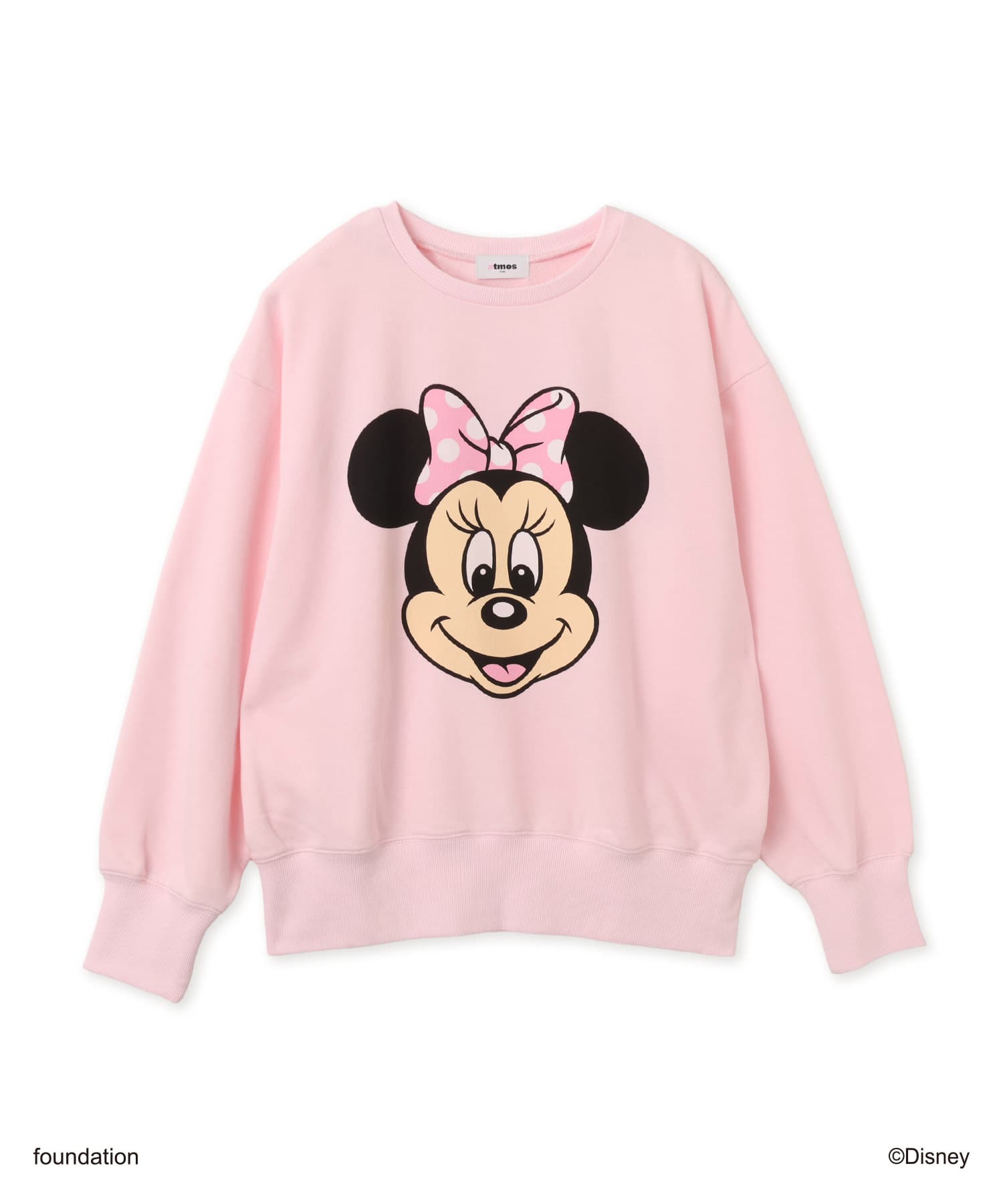 MICKEY & MINNIE / atmos pink Big Face Vintage Like Sweatshirt PINKのメイン画像