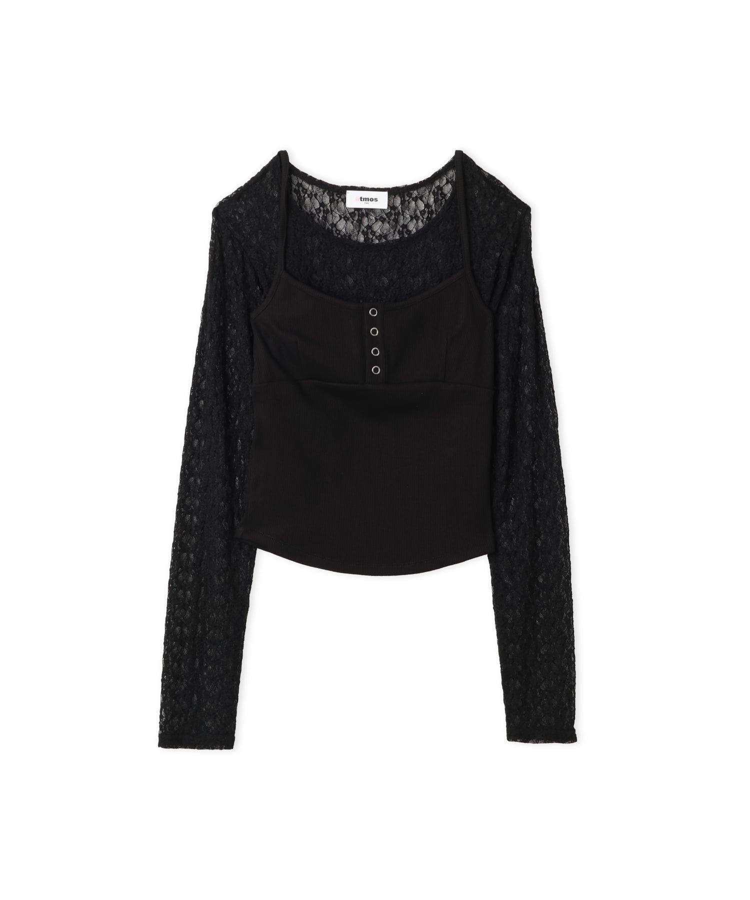 atmos pink Lace LS Top & Camisole Set BLACKのメイン画像