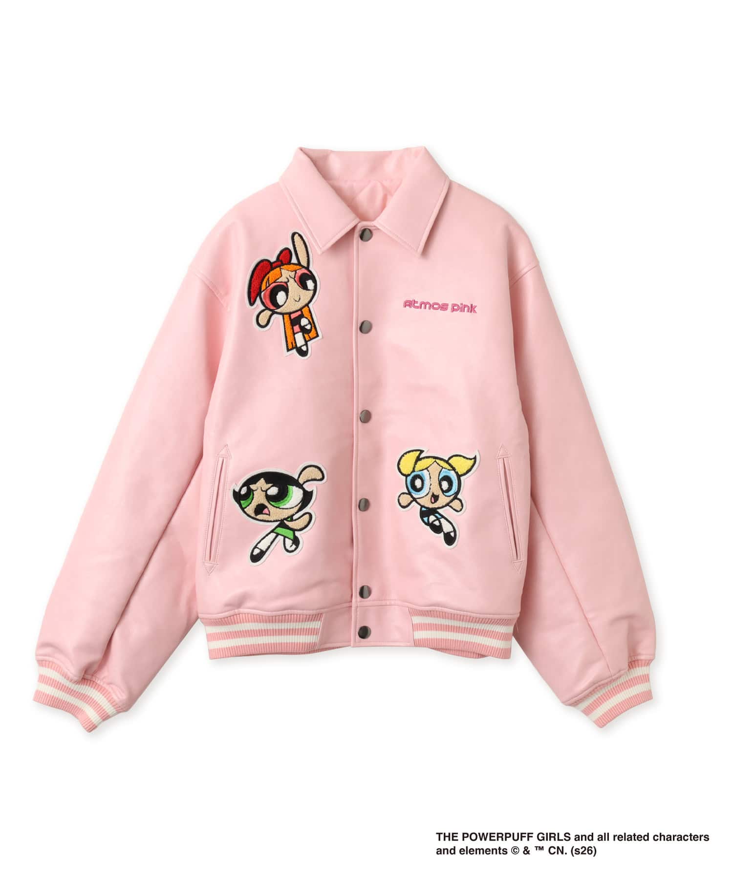 The Powerpuff Girls x atmos pink Faux Leather Jacket PINKのメイン画像