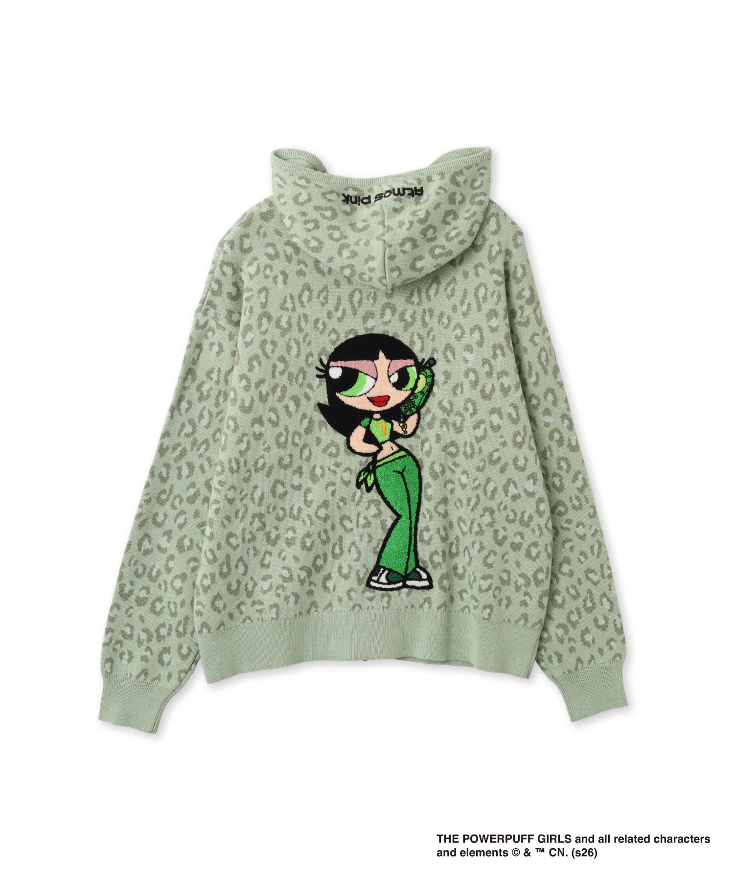 The Powerpuff Girls x atmos pink Leopard Zip-up Hoodie GREENのメイン画像
