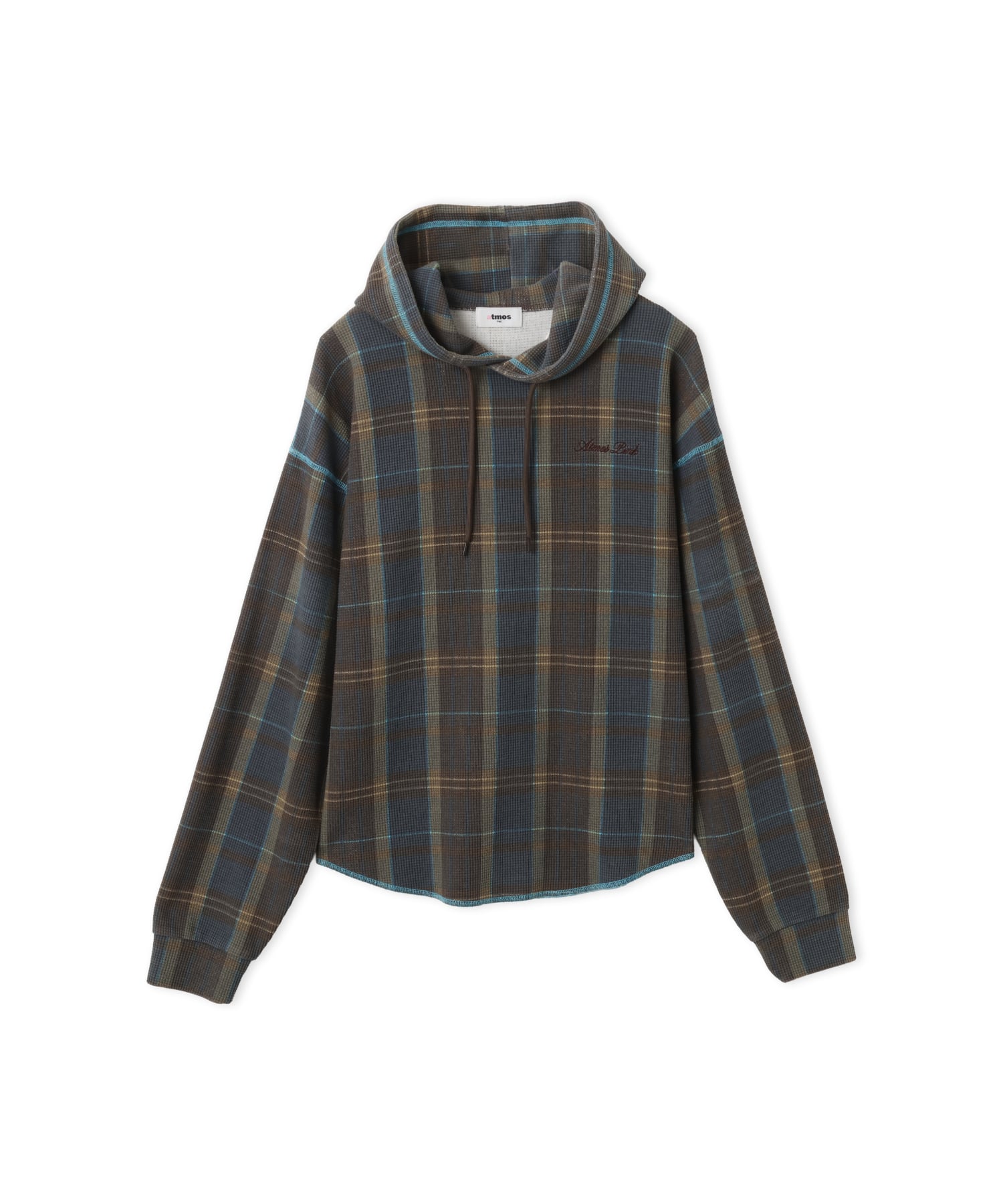 atmos pink Plaid Thermal Hoodie BROWNのメイン画像