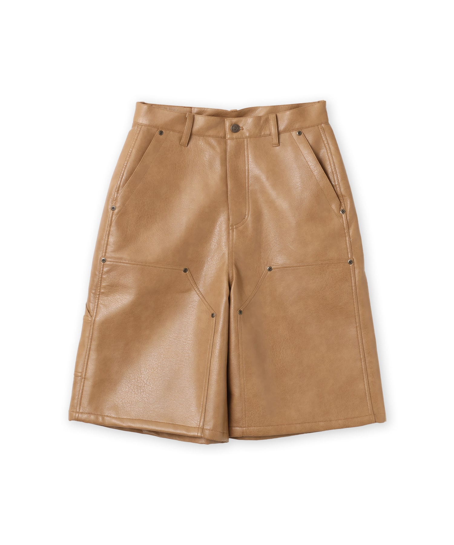 atmos pink Synthetic Leather Half Pants BEIGEのメイン画像