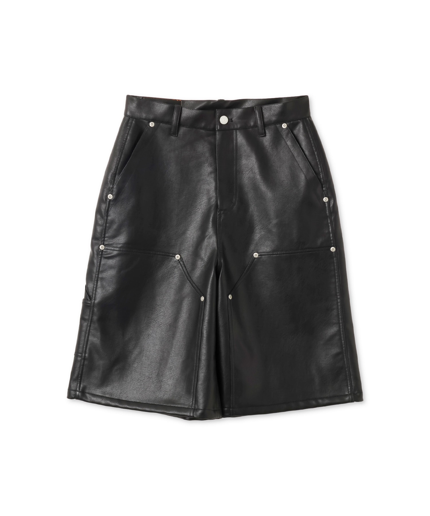 atmos pink Synthetic Leather Half Pants BLACKのメイン画像