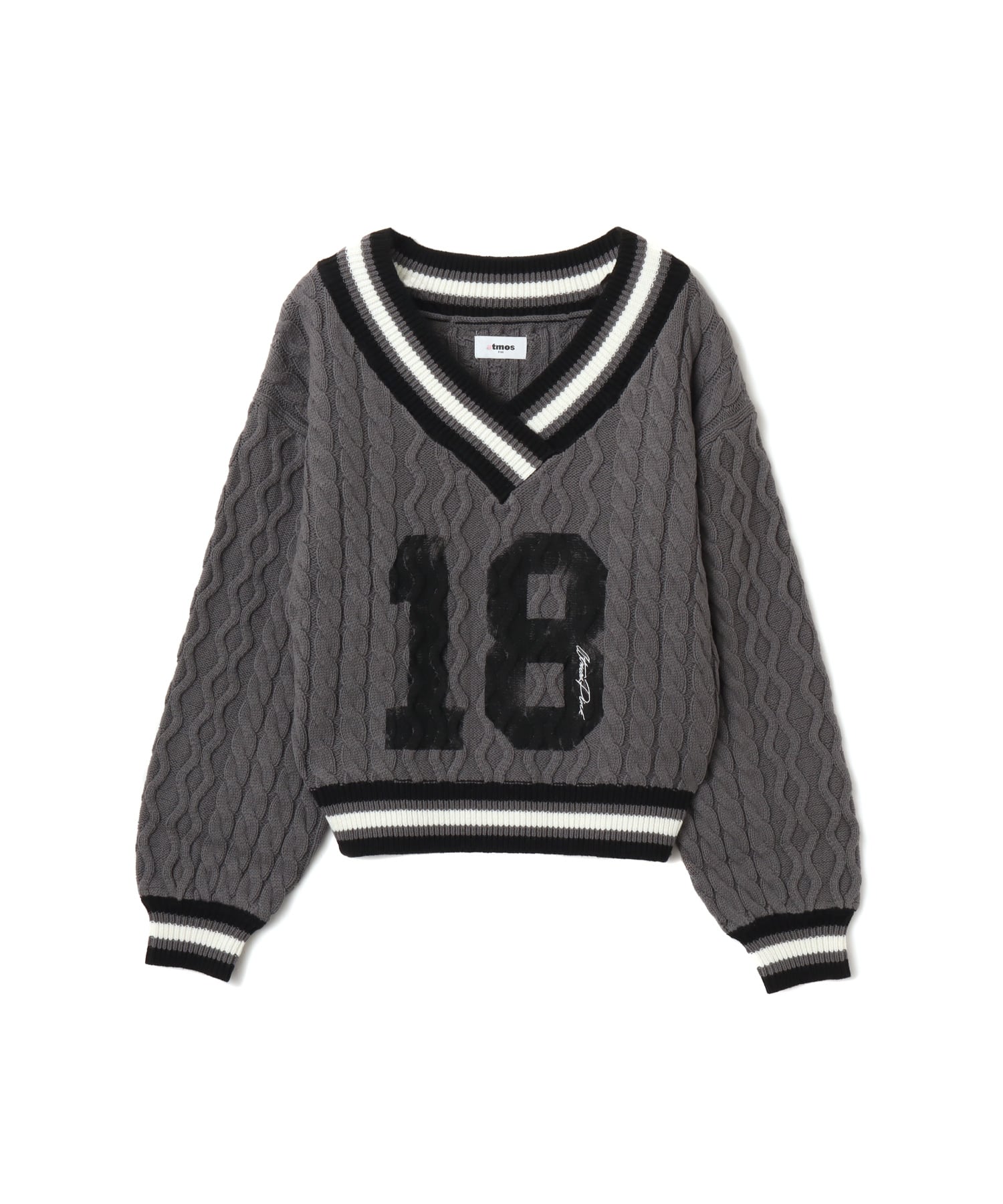 atmos pink Numbering Cable Knit Top GRAYのメイン画像