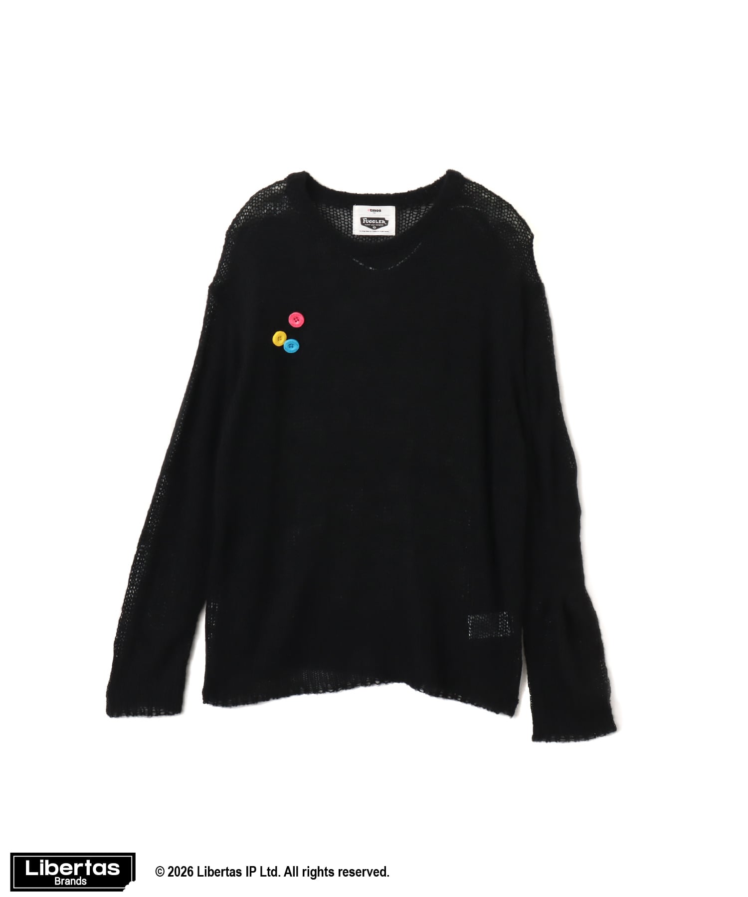 atmos pink x FUGGLER Crew Neck Knit Top BLACKのメイン画像