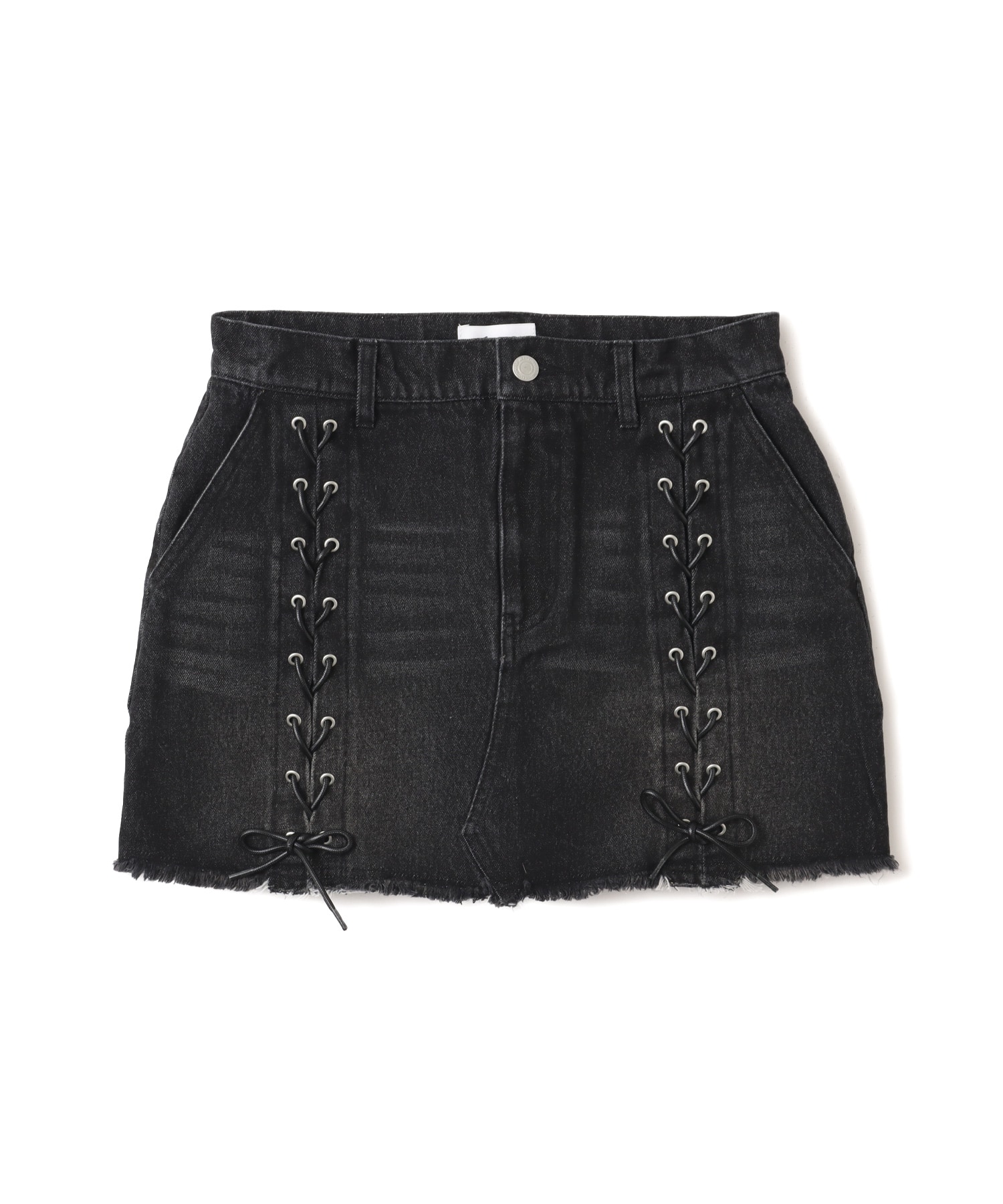 atmos pink Lace-up Denim Mini Skirt BLACKのメイン画像