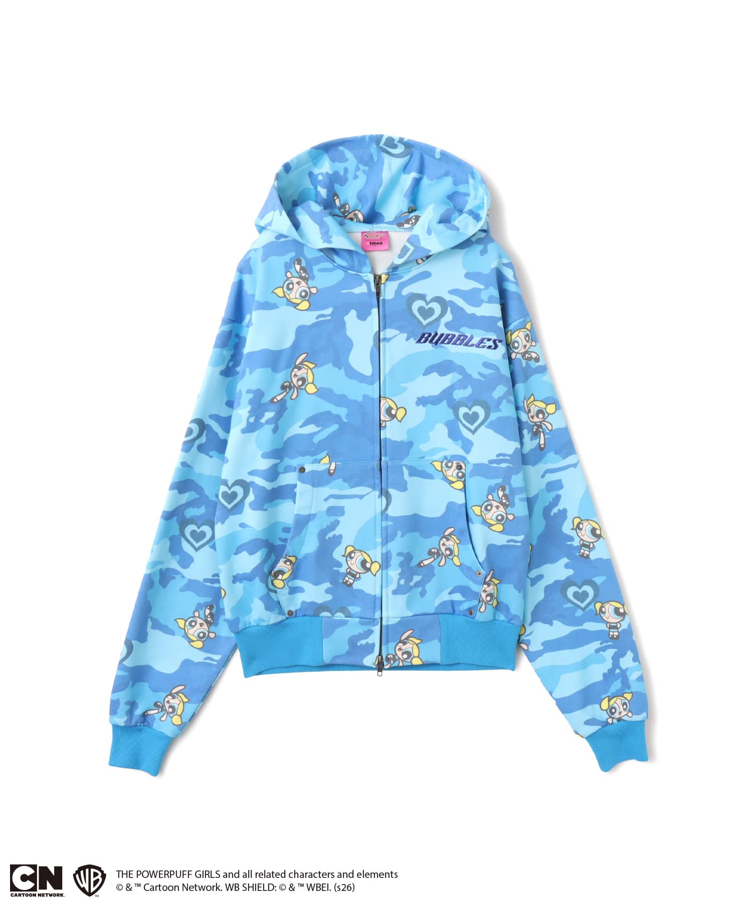 The Powerpuff Girls x atmos pink Camouflage Zip-up Hoodie BLUEのメイン画像